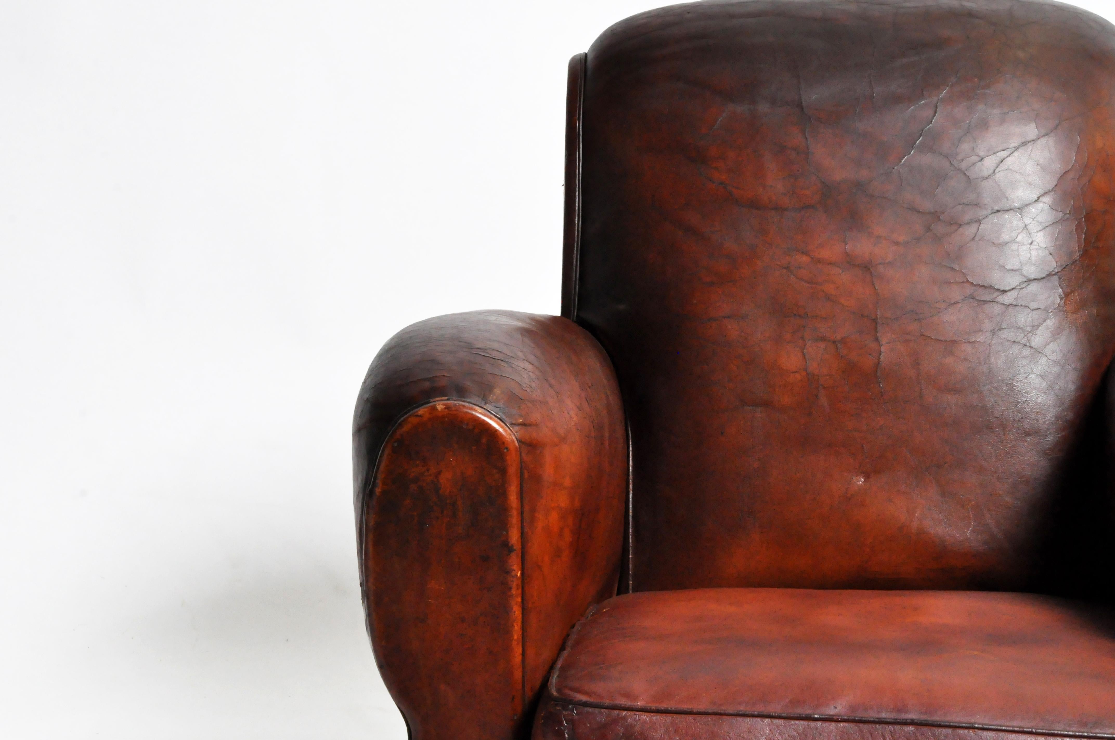French Art Deco Leather Armchair 7