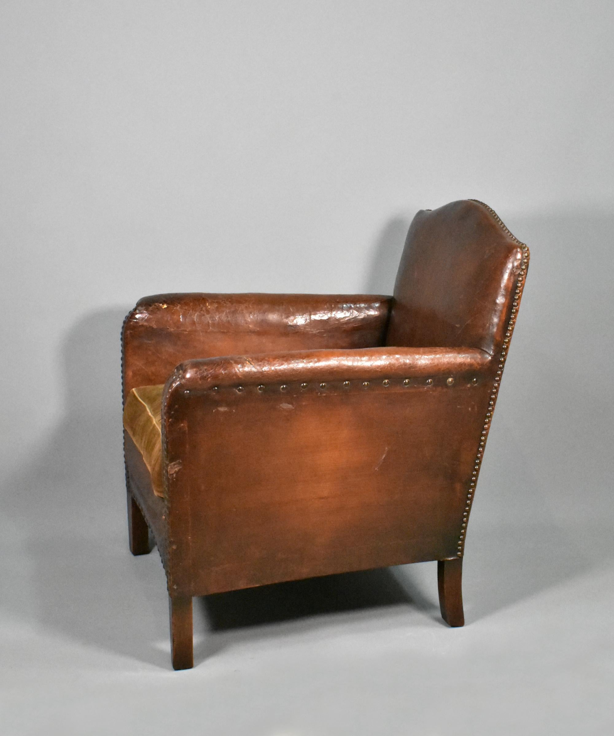 French Art Deco Leather Armchair 7