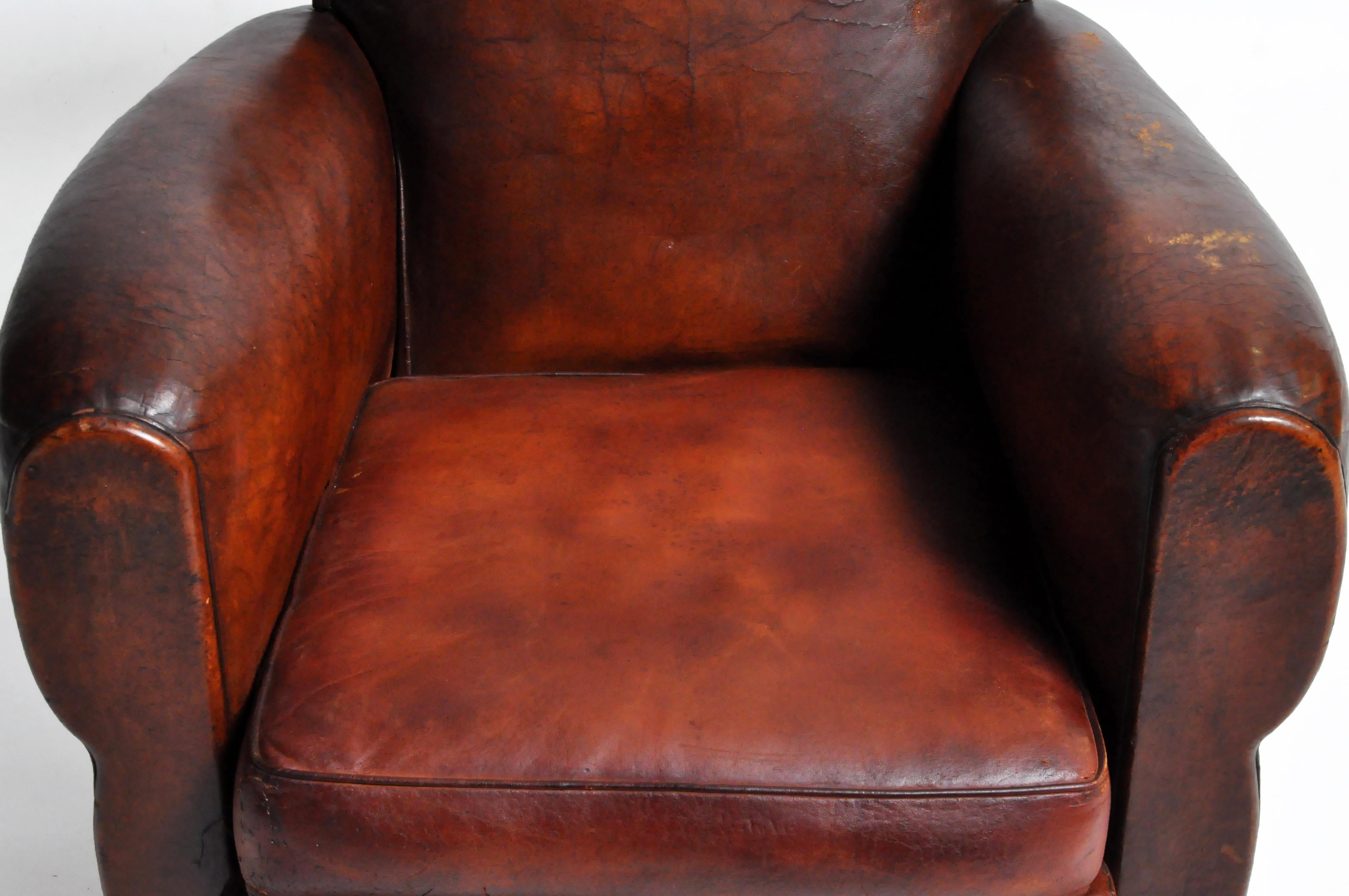 French Art Deco Leather Armchair 8
