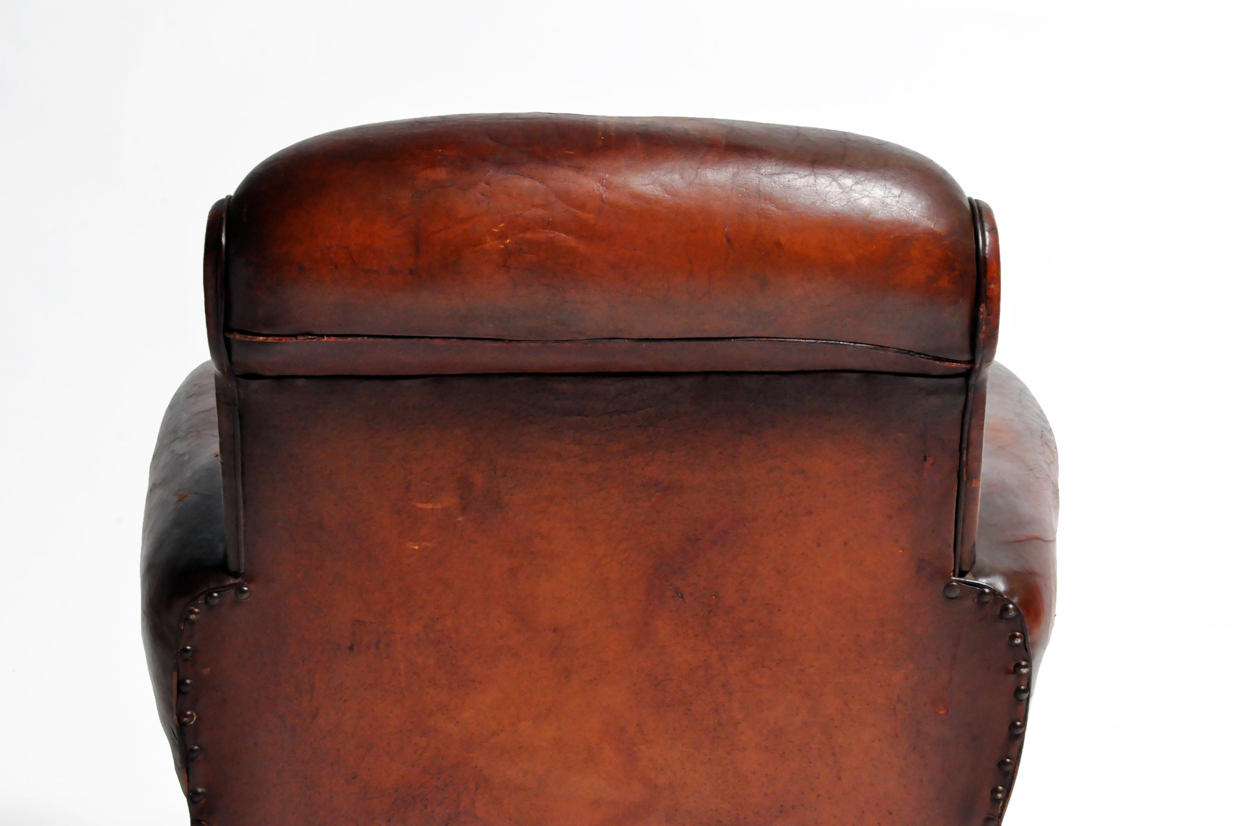 French Art Deco Leather Armchair 9