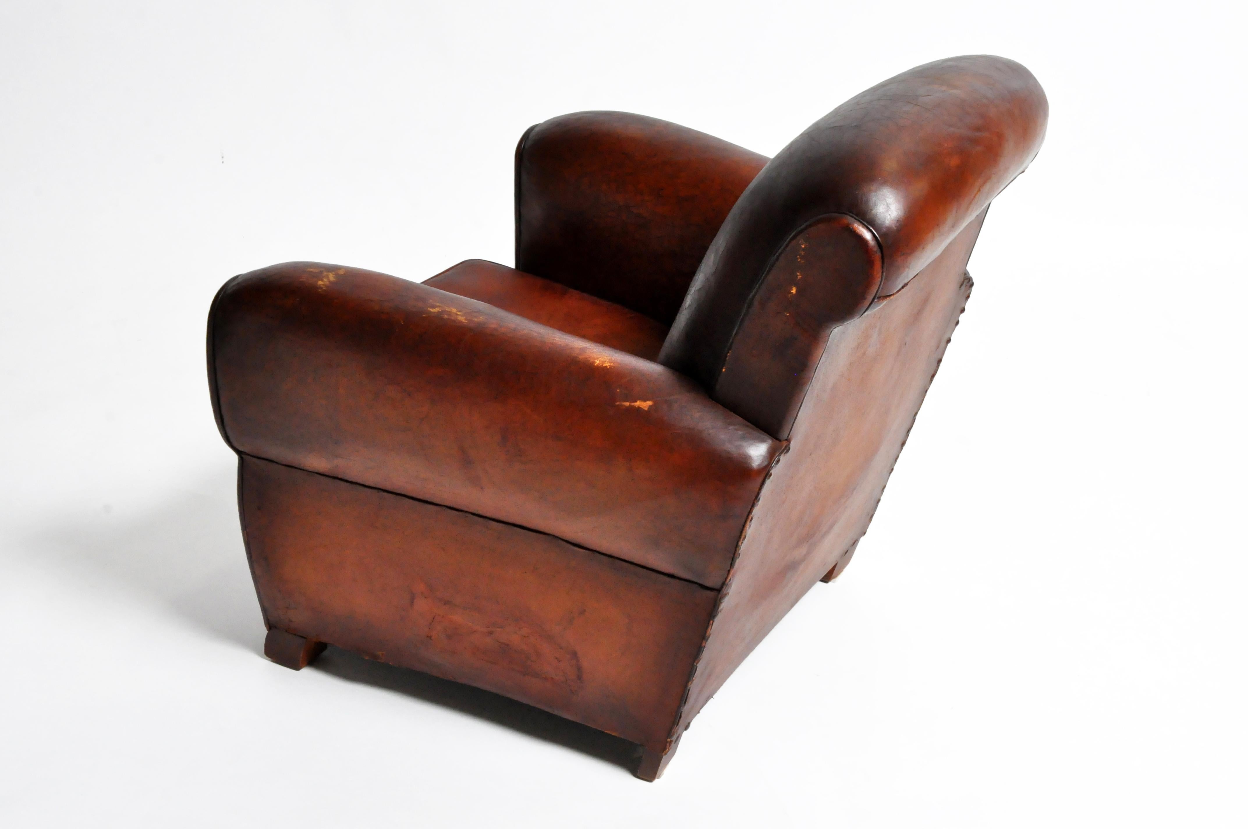 20th Century French Art Deco Leather Armchair