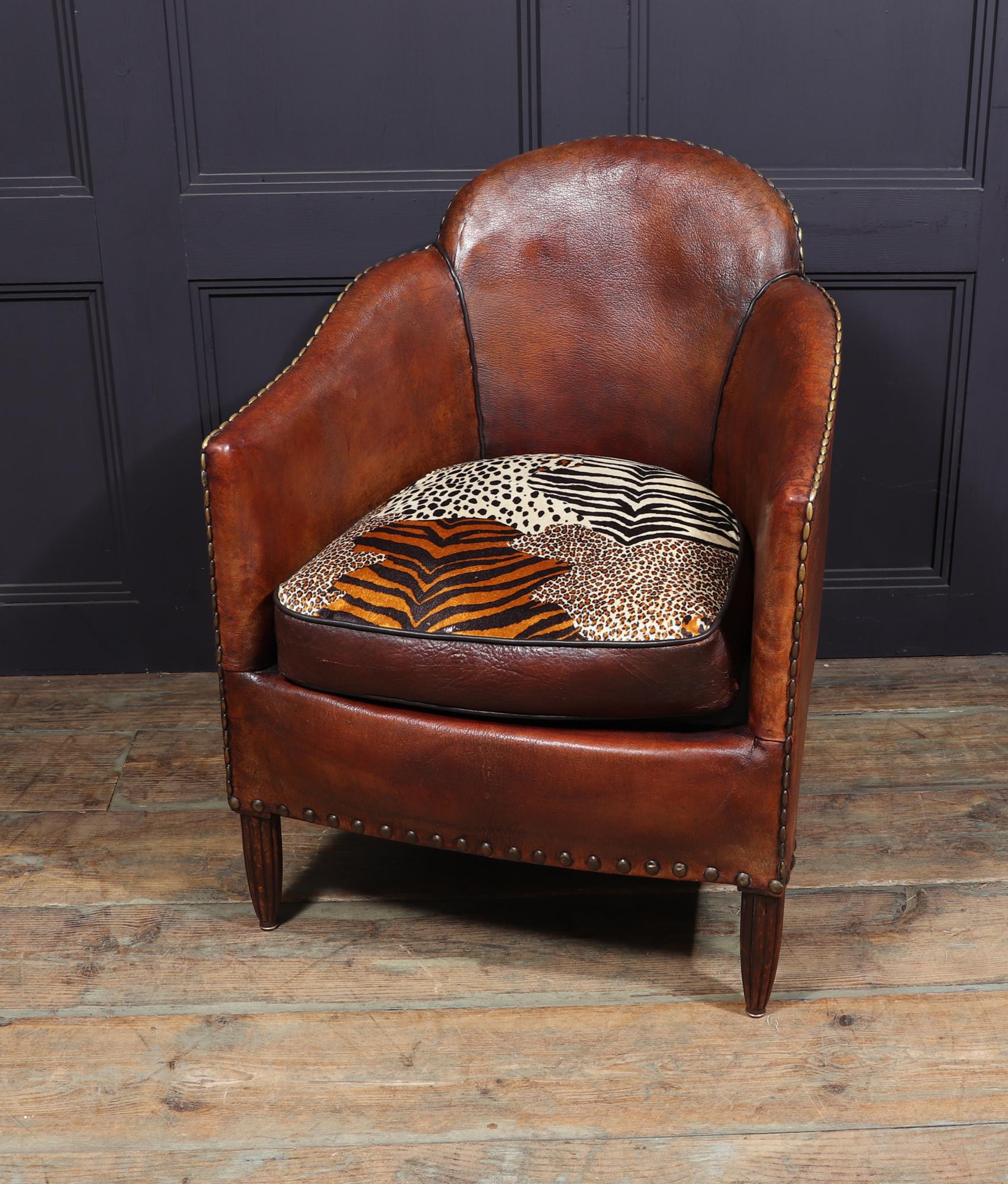 French Art Deco Leather Armchair 1