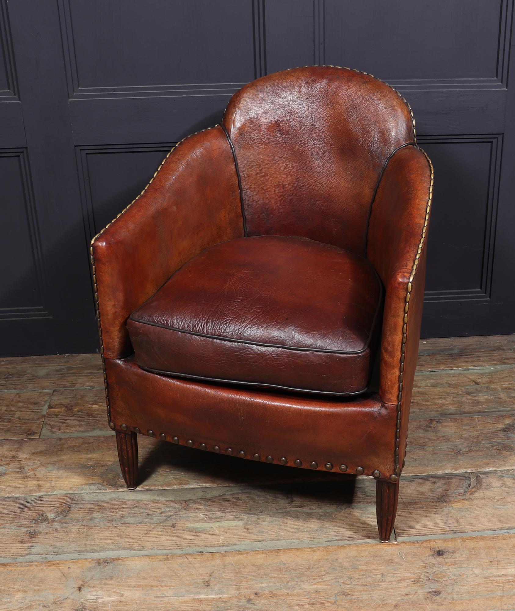French Art Deco Leather Armchair 2