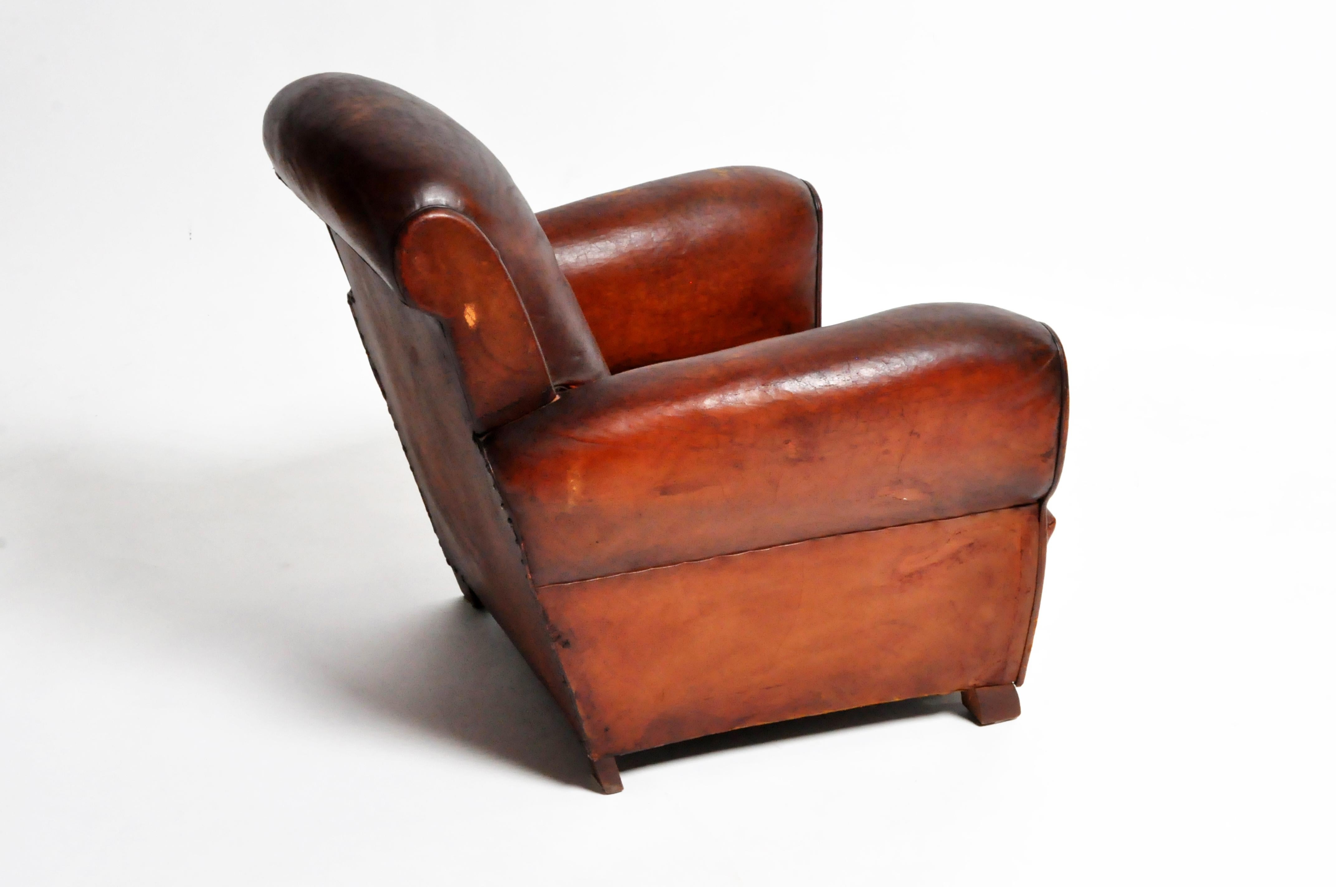 French Art Deco Leather Armchair 2