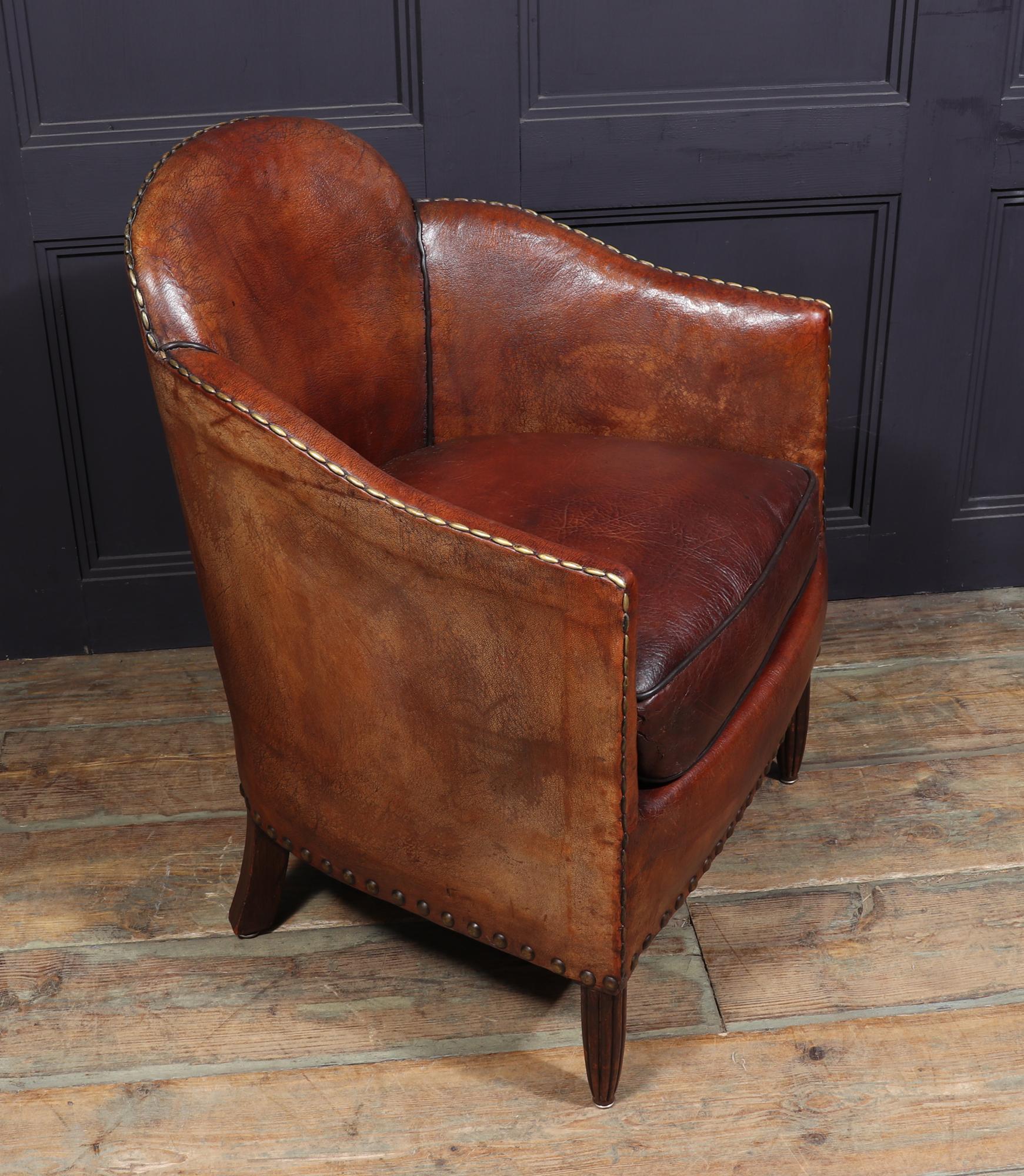 French Art Deco Leather Armchair 3