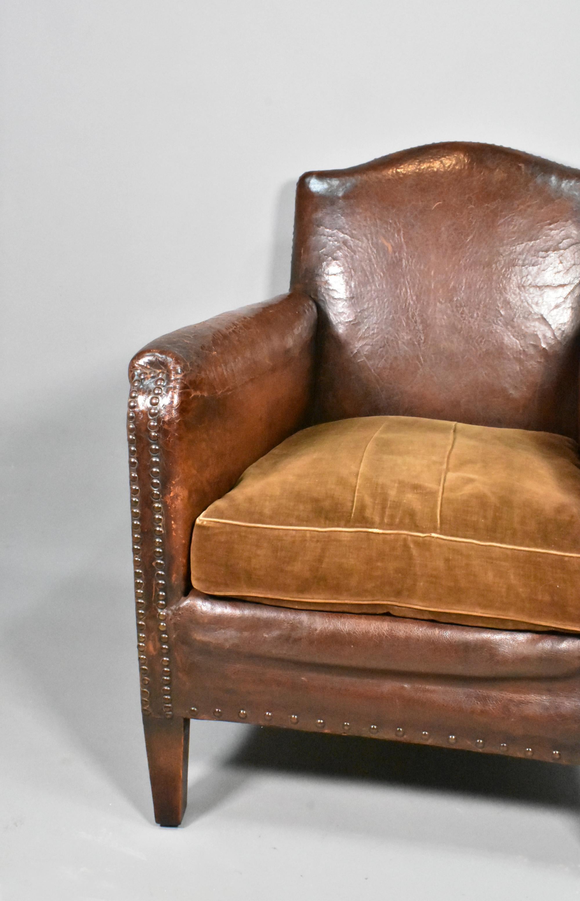 French Art Deco Leather Armchair 2