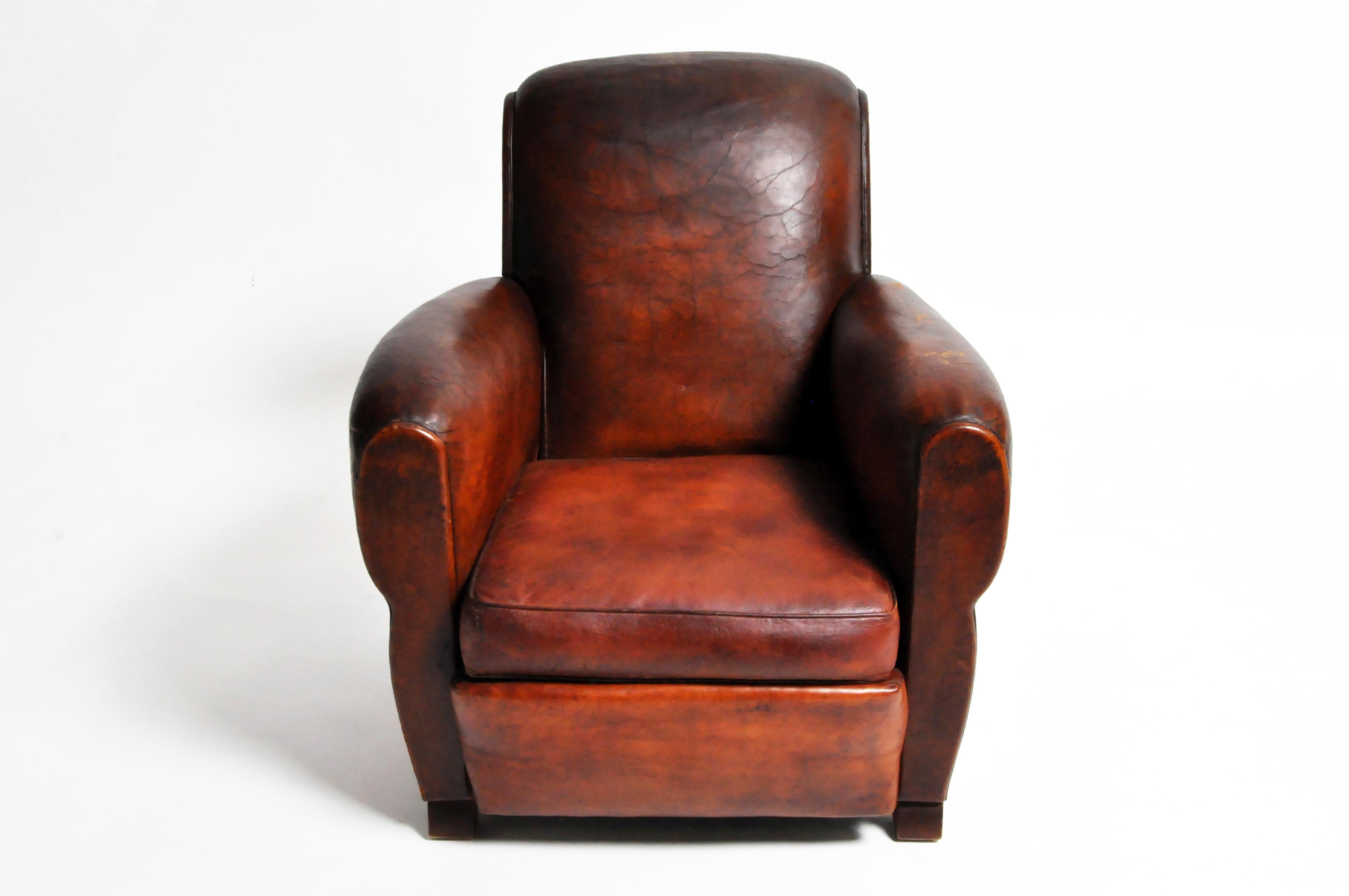 French Art Deco Leather Armchair 3