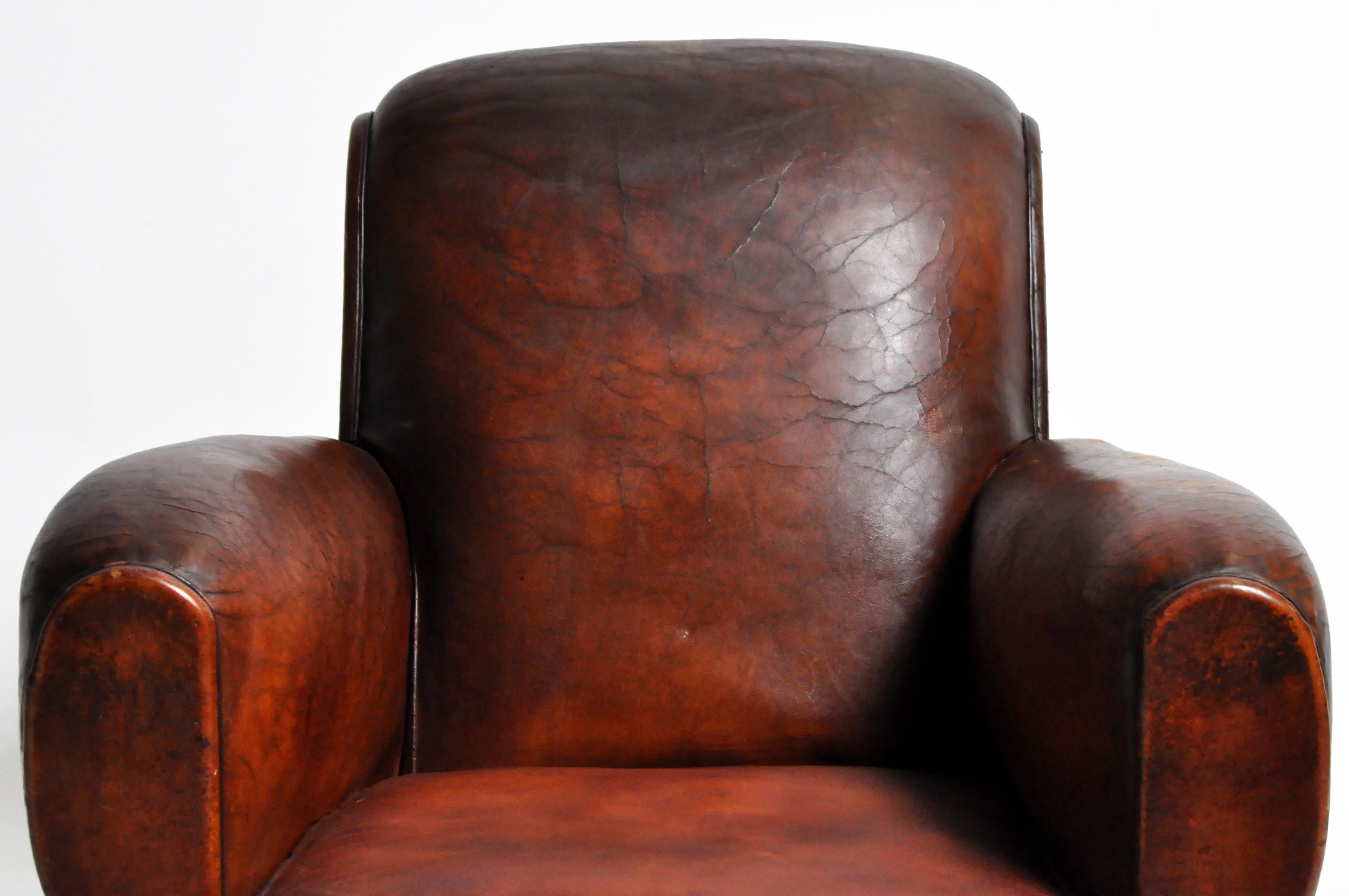 French Art Deco Leather Armchair 4