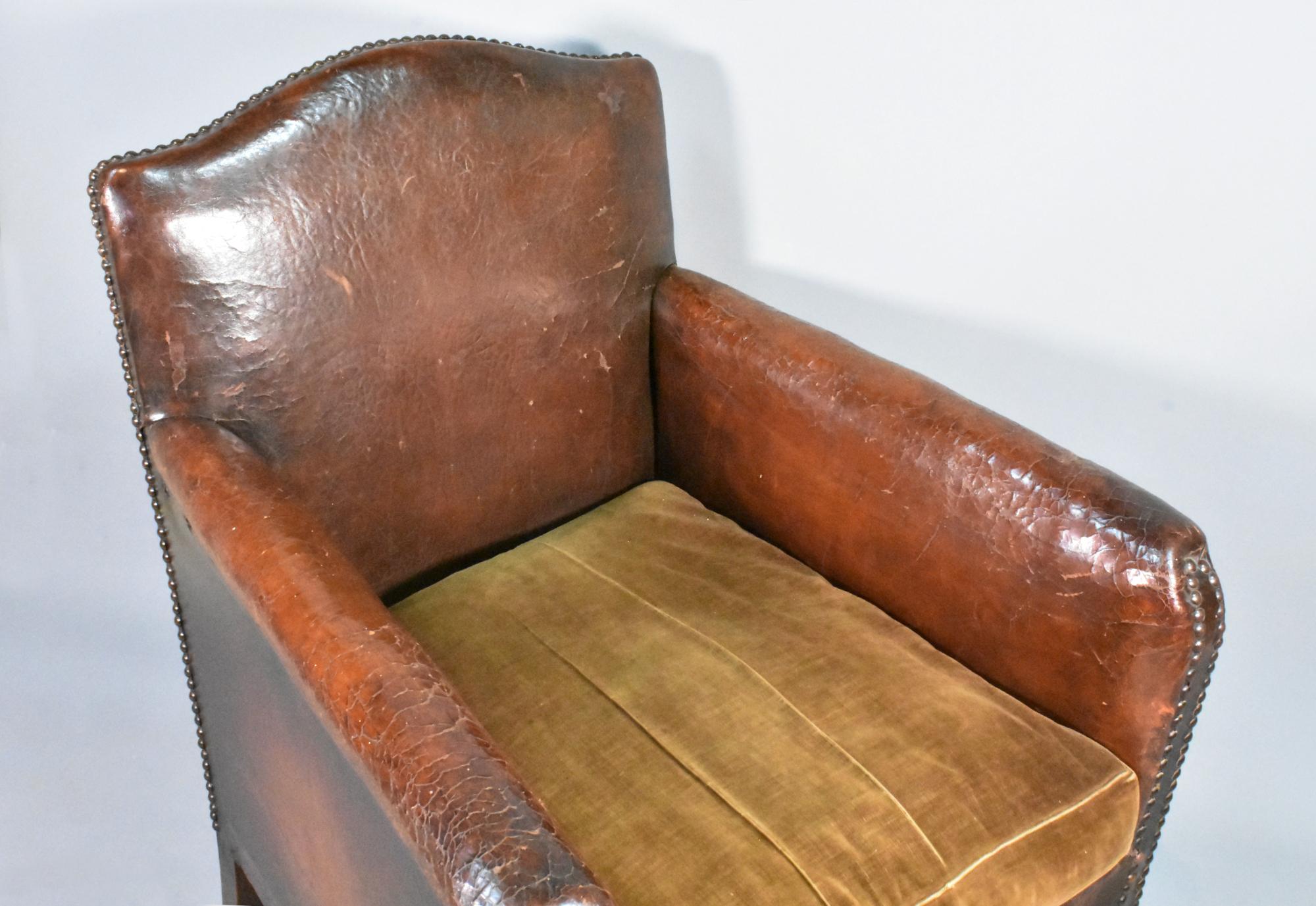French Art Deco Leather Armchair 4
