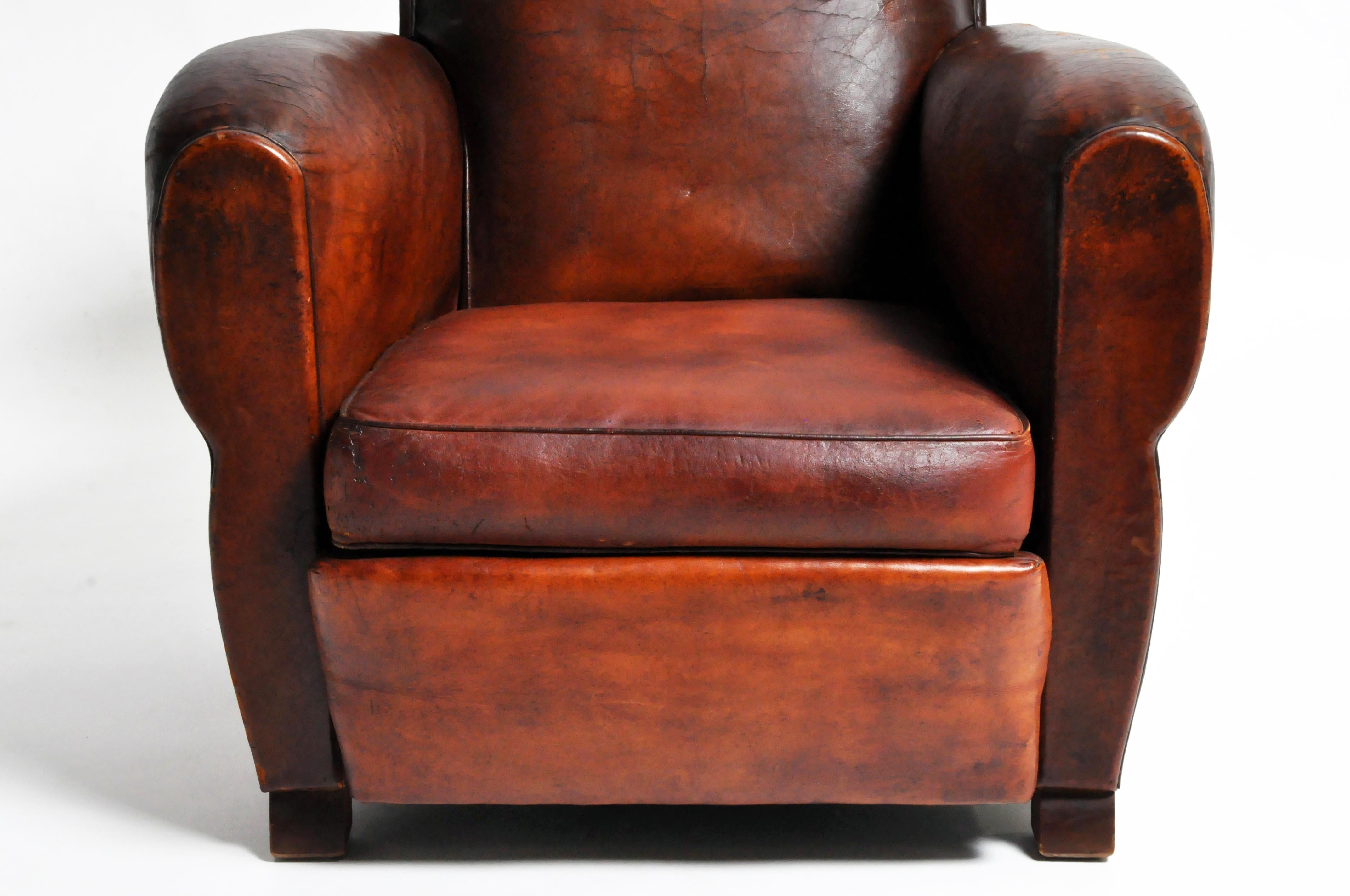 French Art Deco Leather Armchair 5