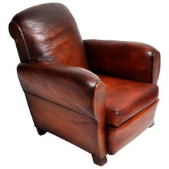 French Art Deco Leather Armchair