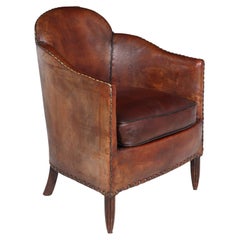 French Art Deco Leather Armchair