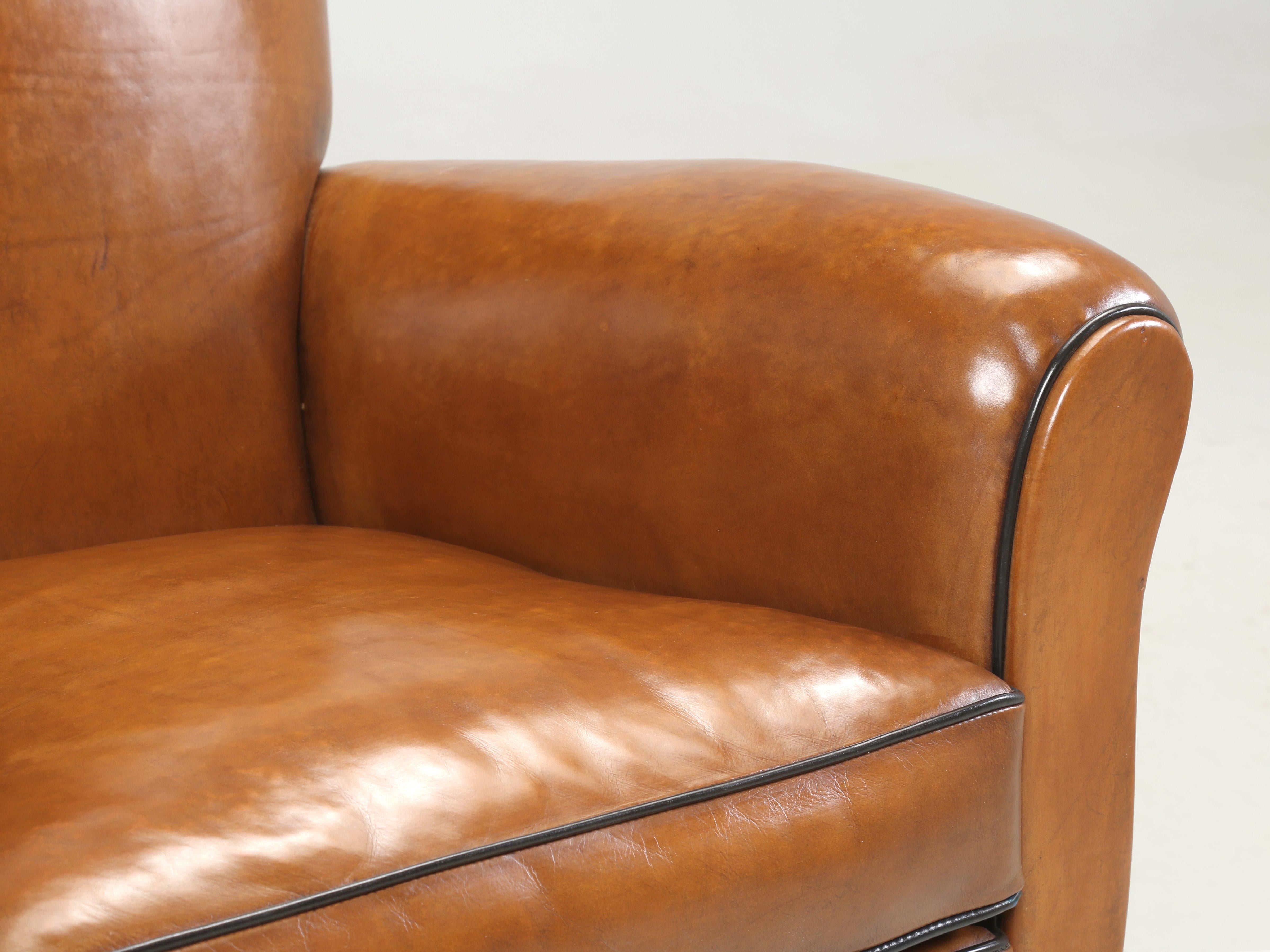 French Art Deco Leather Club Chair Completely Restored, Horsehair, Coco c1930's 5