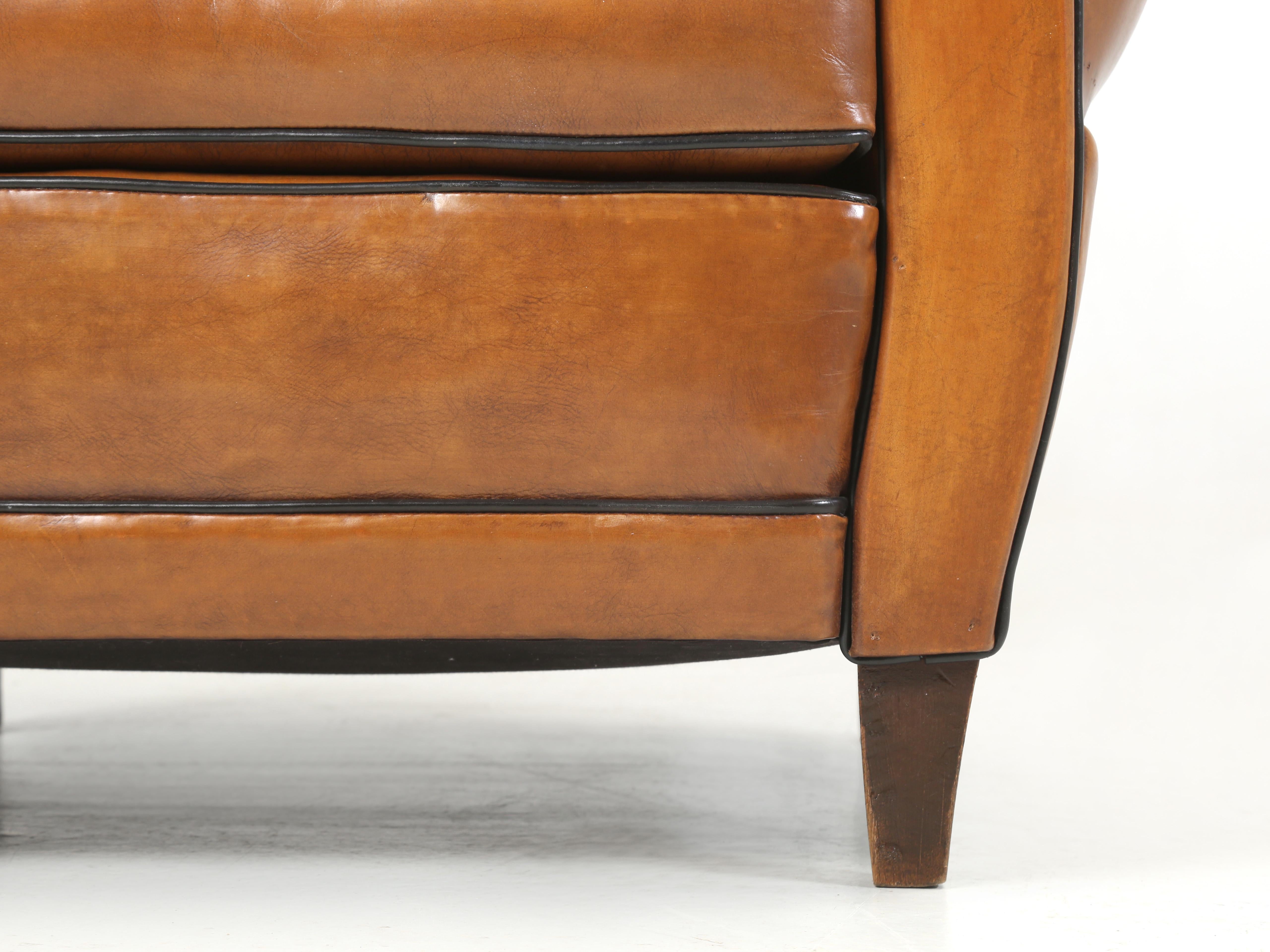 French Art Deco Leather Club Chair Completely Restored, Horsehair, Coco c1930's 6