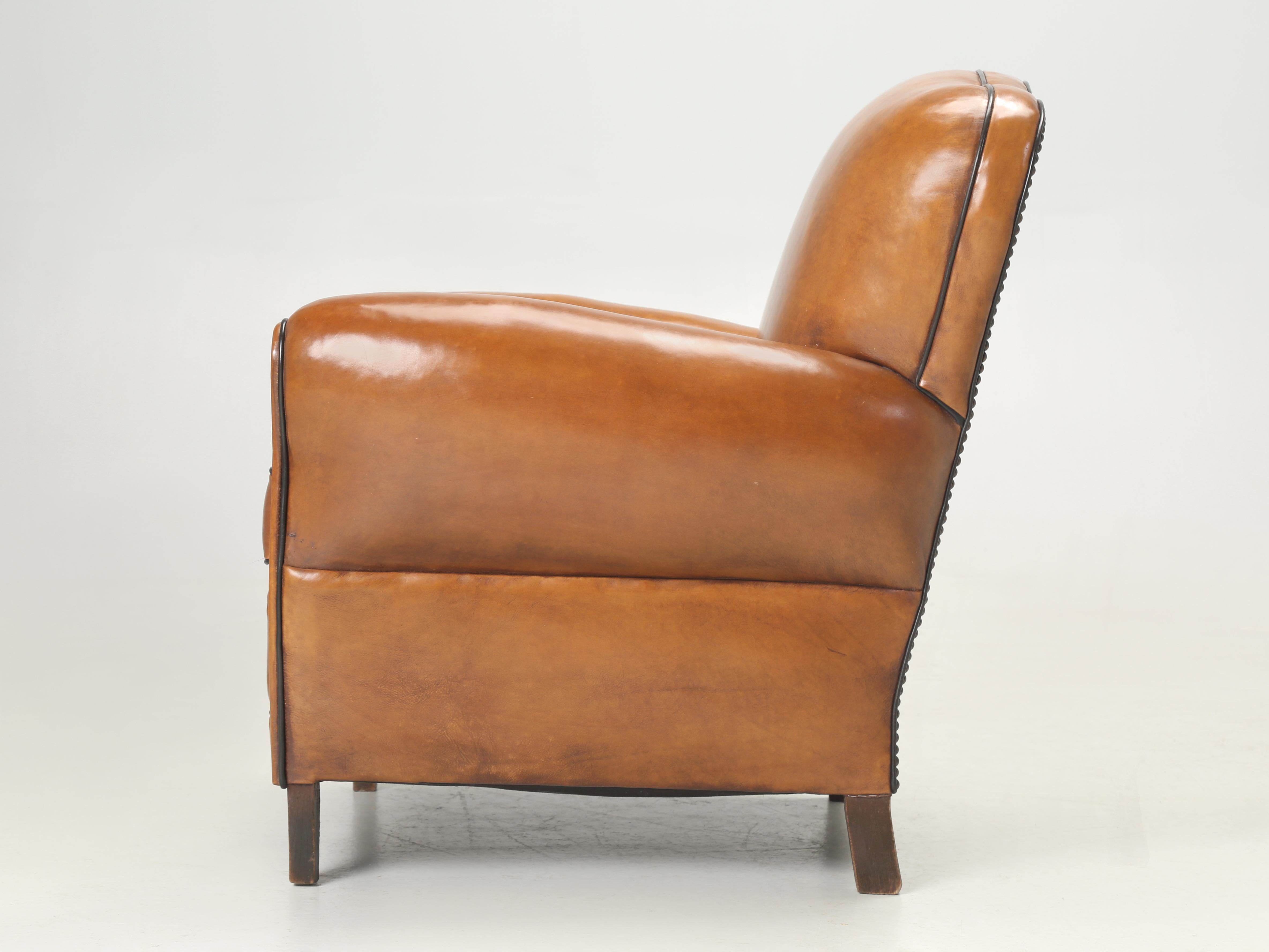 French Art Deco Leather Club Chair Completely Restored, Horsehair, Coco c1930's 8