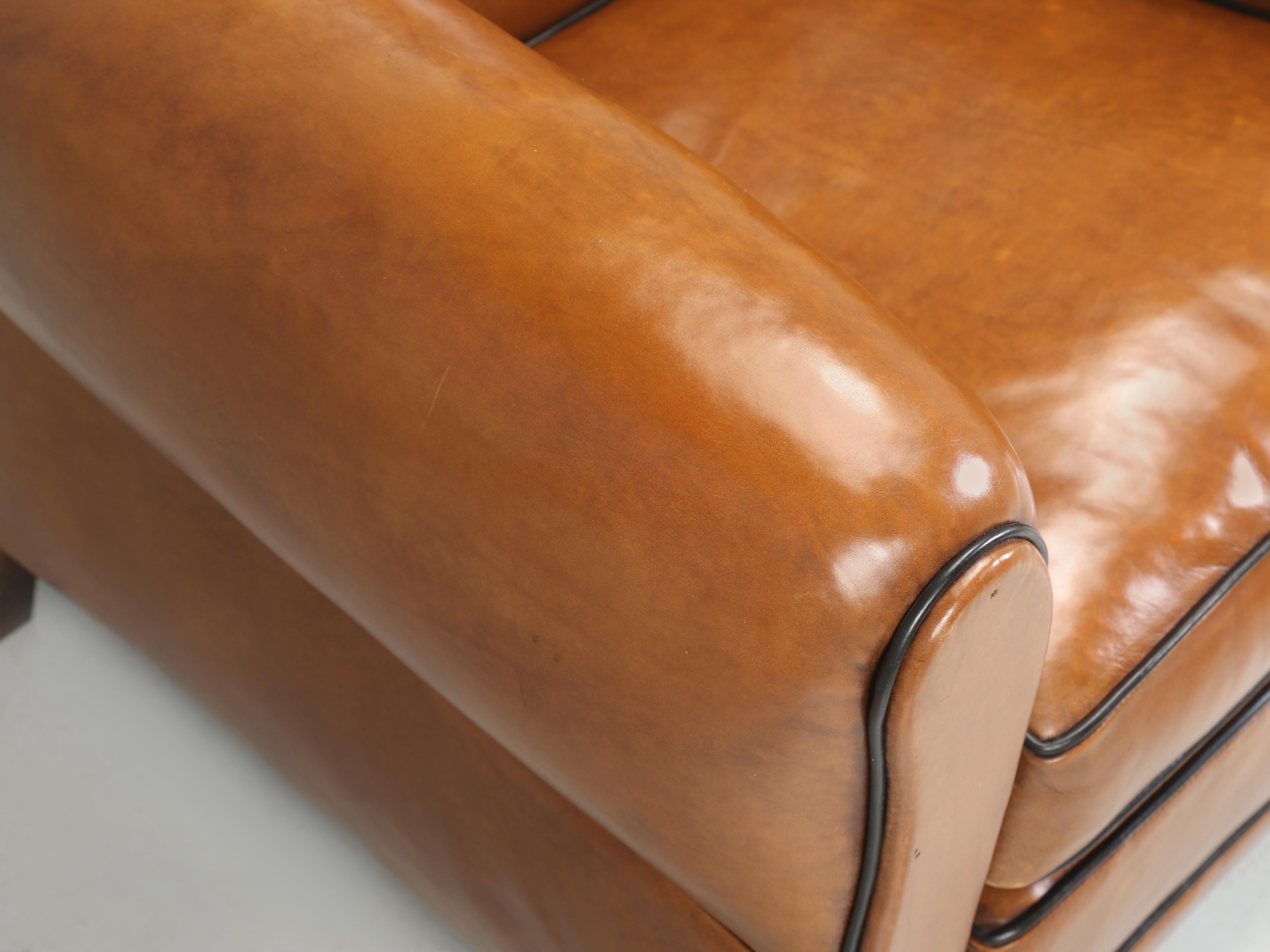 Mid-20th Century French Art Deco Leather Club Chair Completely Restored, Horsehair, Coco c1930's