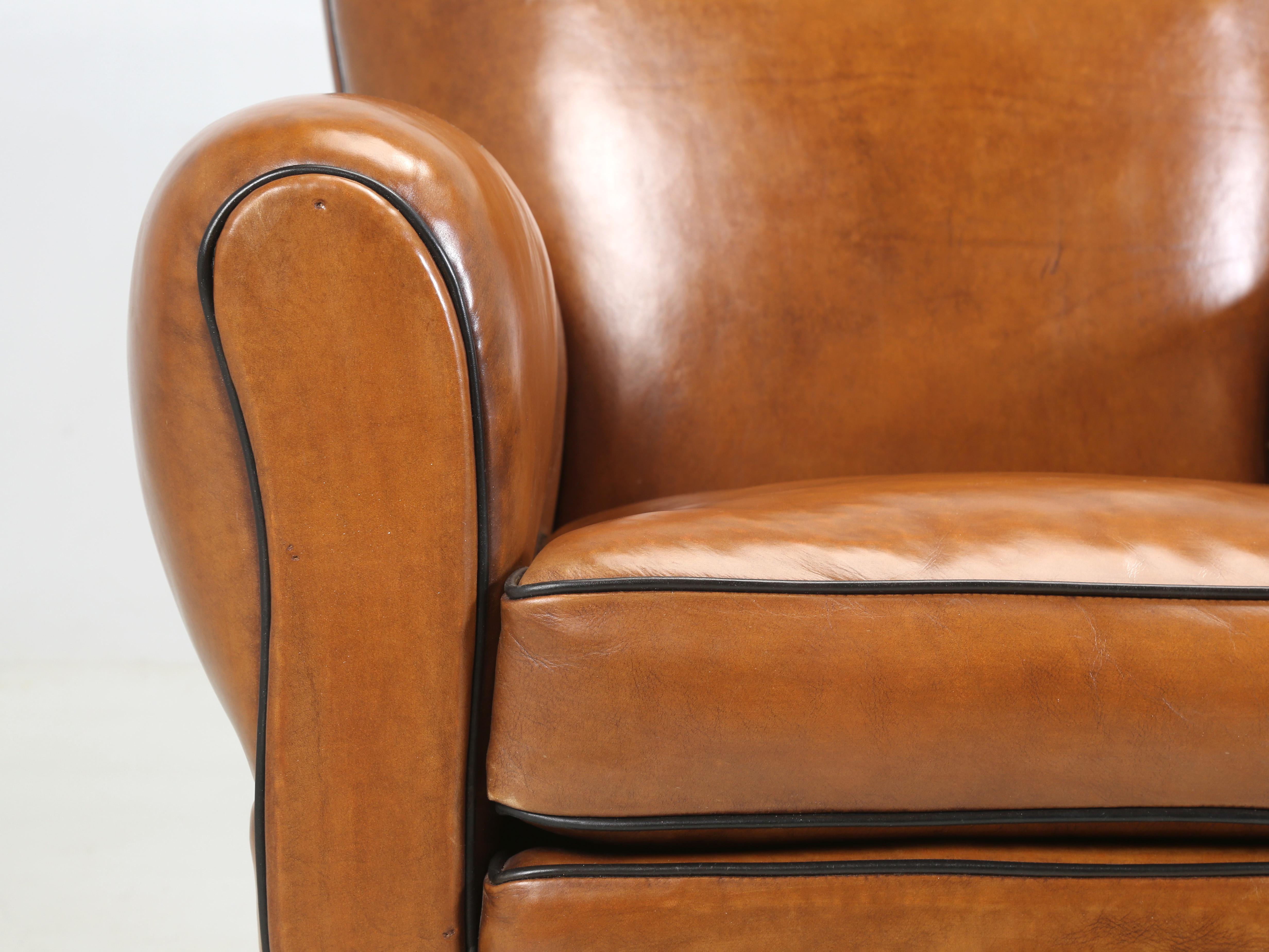 French Art Deco Leather Club Chair Completely Restored, Horsehair, Coco c1930's 2