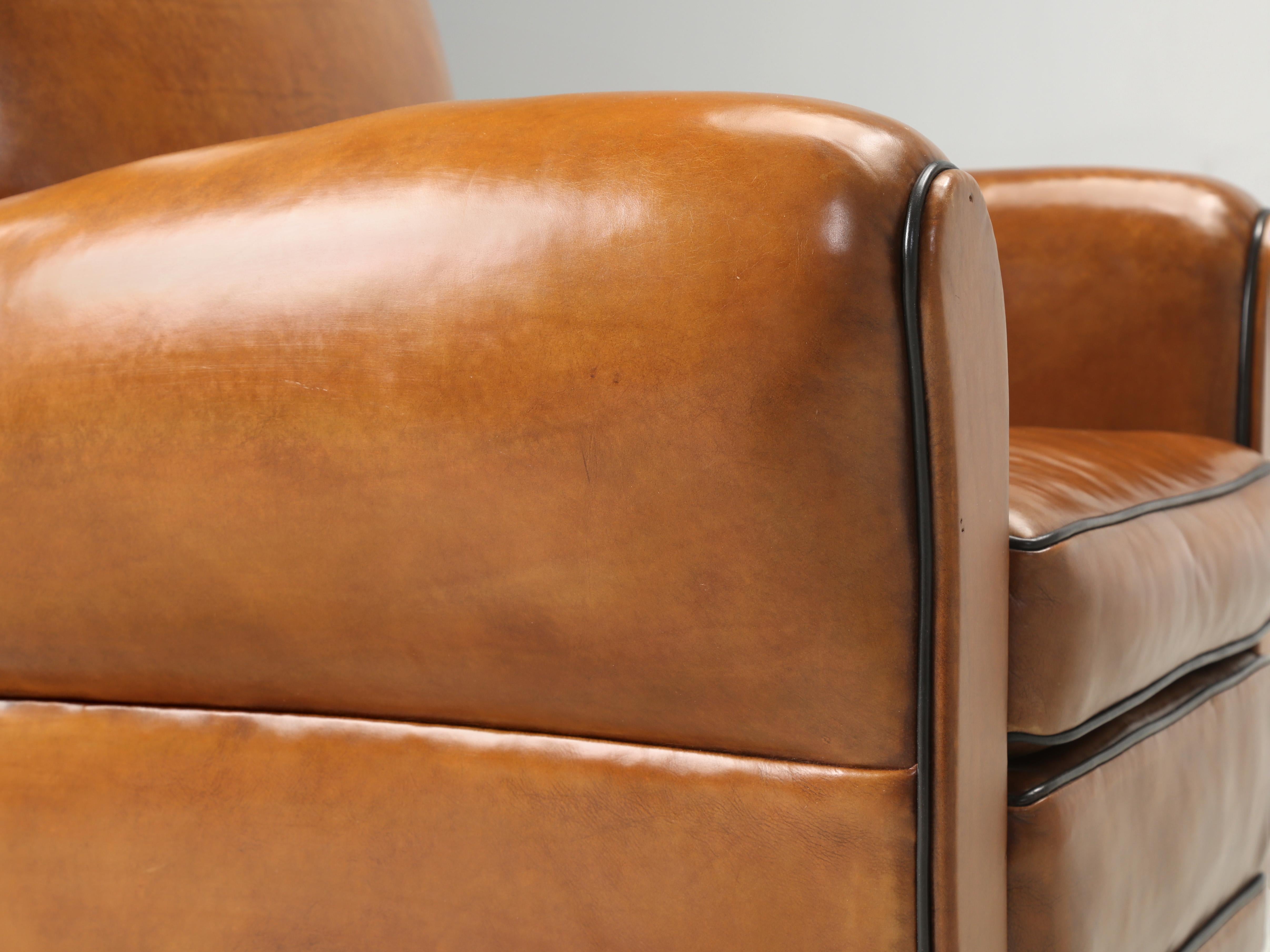 French Art Deco Leather Club Chair Completely Restored, Horsehair, Coco c1930's 3