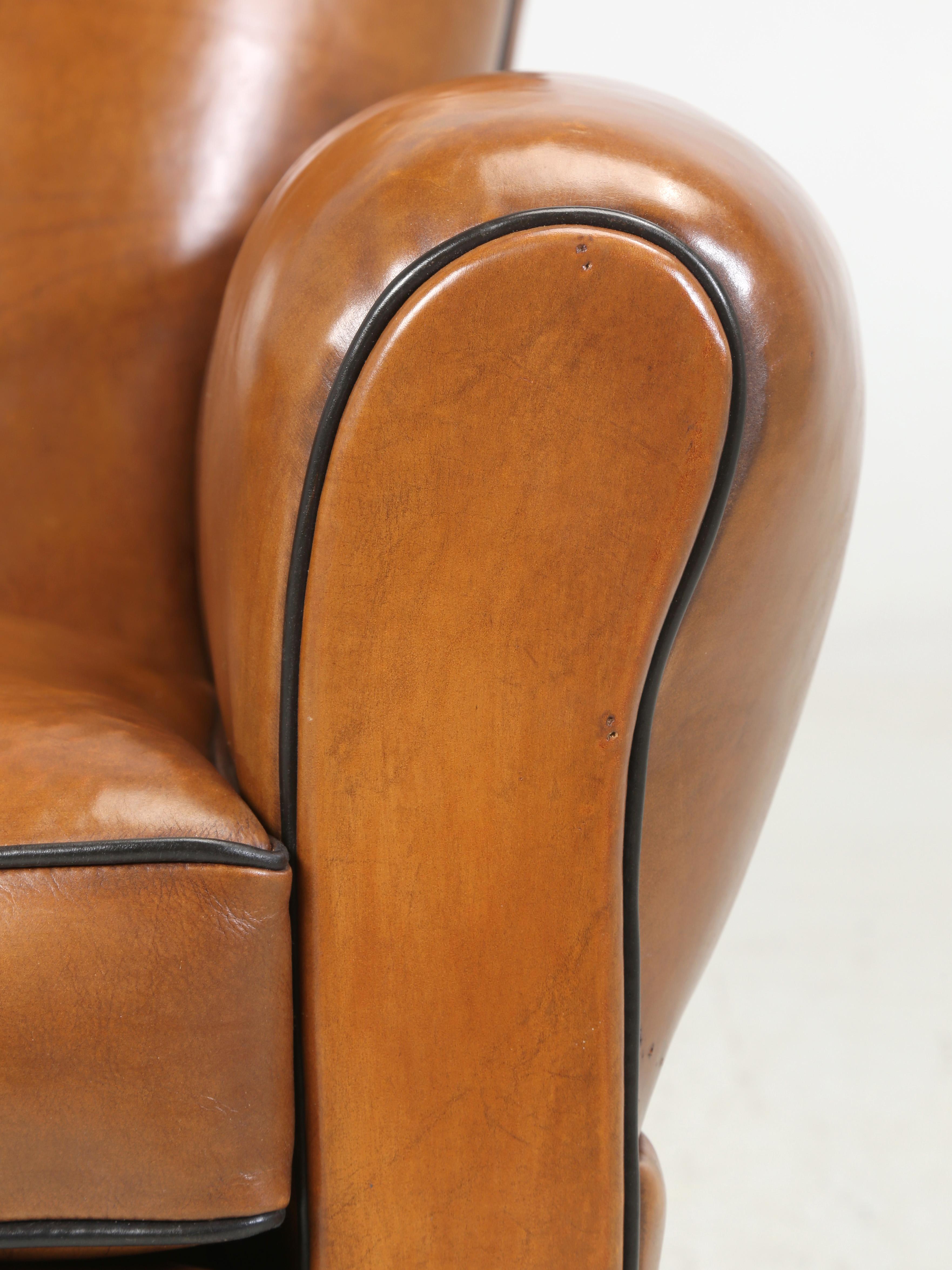 French Art Deco Leather Club Chair Completely Restored, Horsehair, Coco c1930's 4