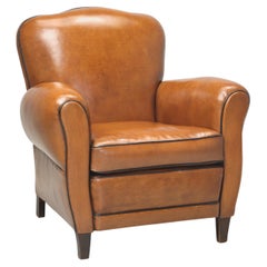 French Art Deco Leather Club Chair Completely Restored, Horsehair, Coco c1930's