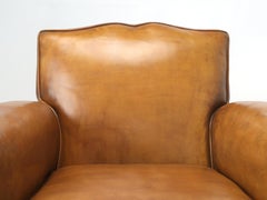 French Art Deco Leather Club Chair Correctly Restored in Horsehair Shredded Coco