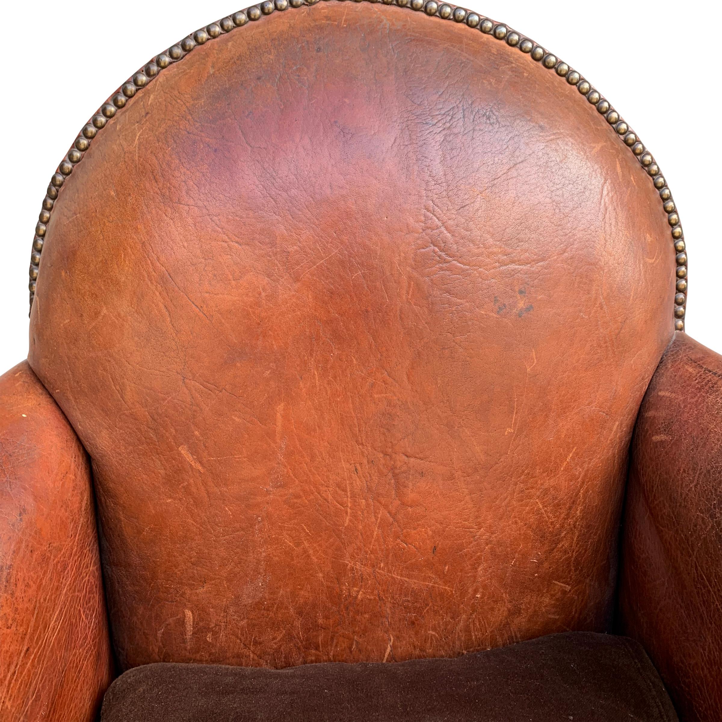 French Art Deco Leather Club Chair 1
