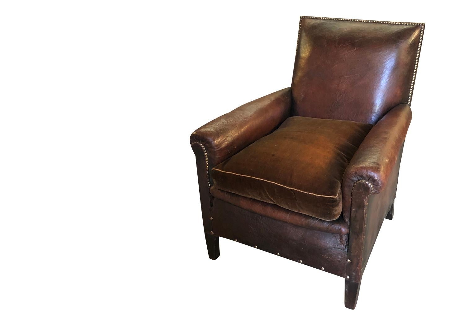 French Art Deco Leather Club Chairs 6