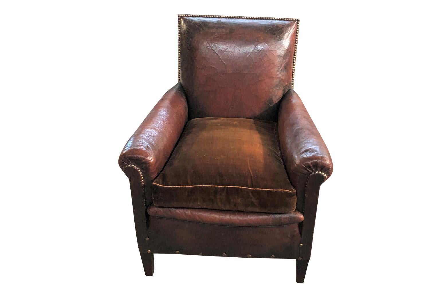 French Art Deco Leather Club Chairs 7