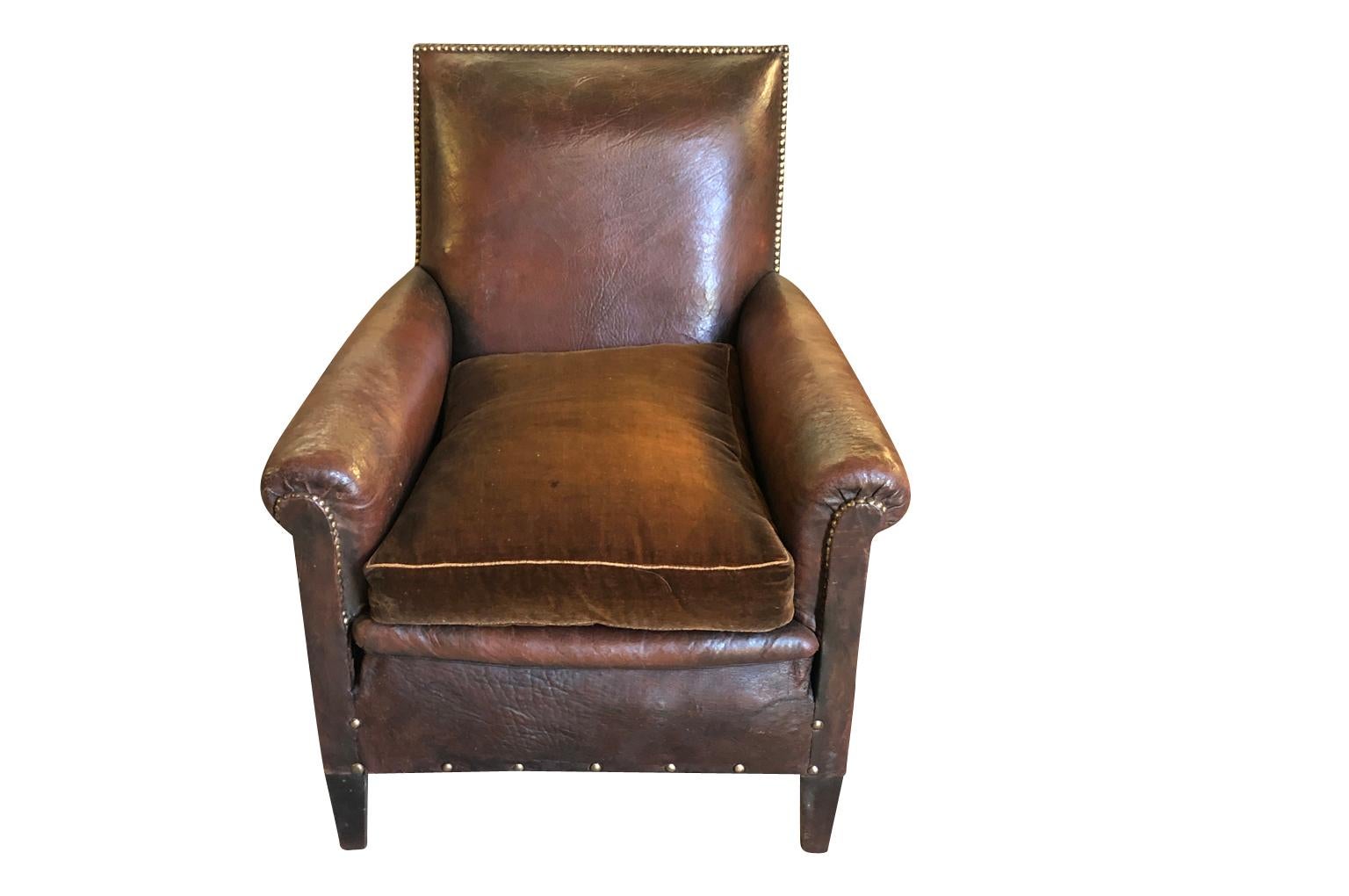 French Art Deco Leather Club Chairs 8