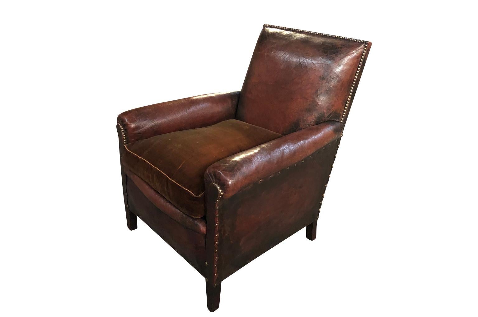 French Art Deco Leather Club Chairs 9