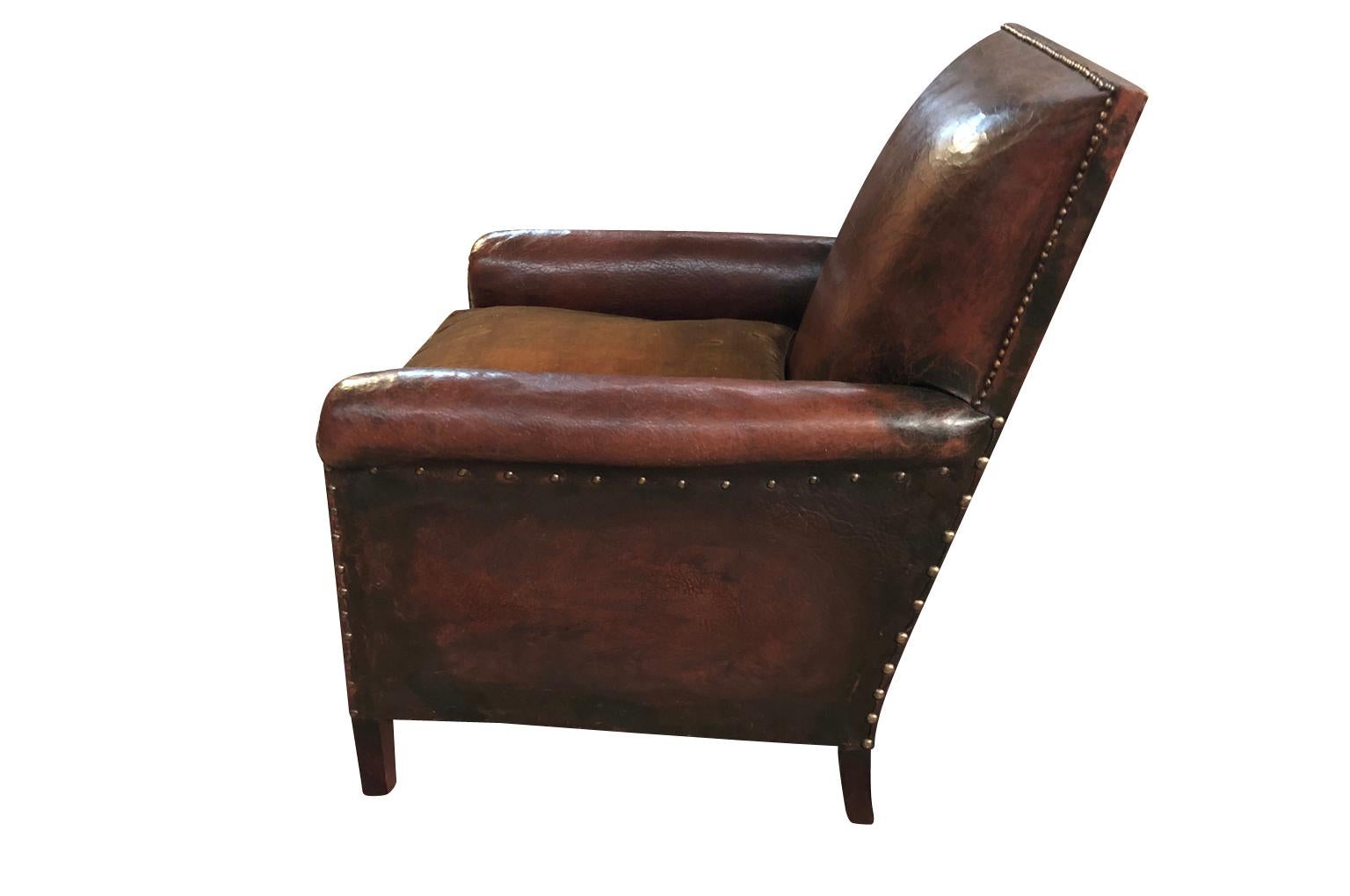 French Art Deco Leather Club Chairs 3