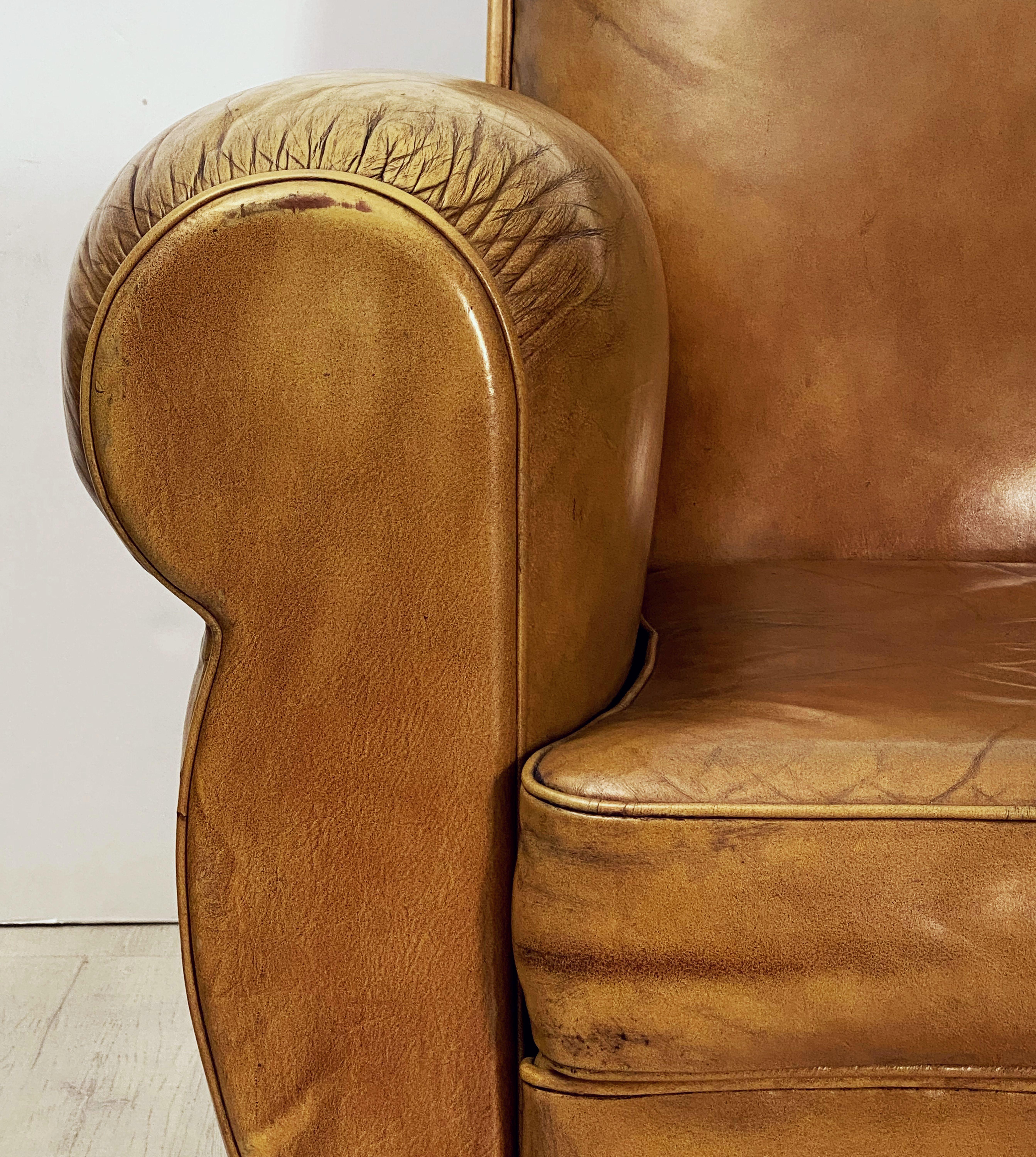 Art Deco Leather Club Chairs from France 'Priced as a Pair' 7