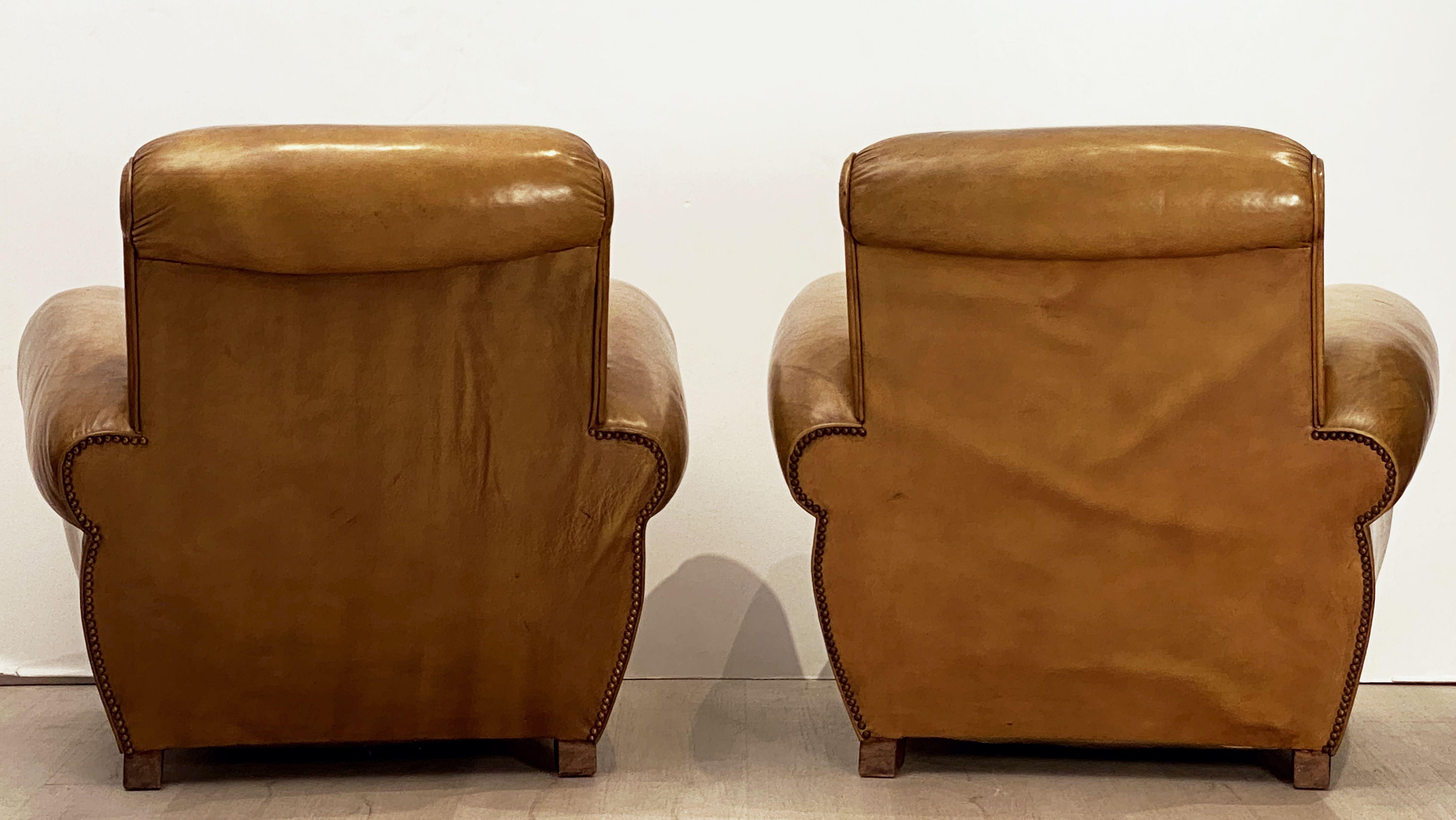 Art Deco Leather Club Chairs from France 'Priced as a Pair' 11