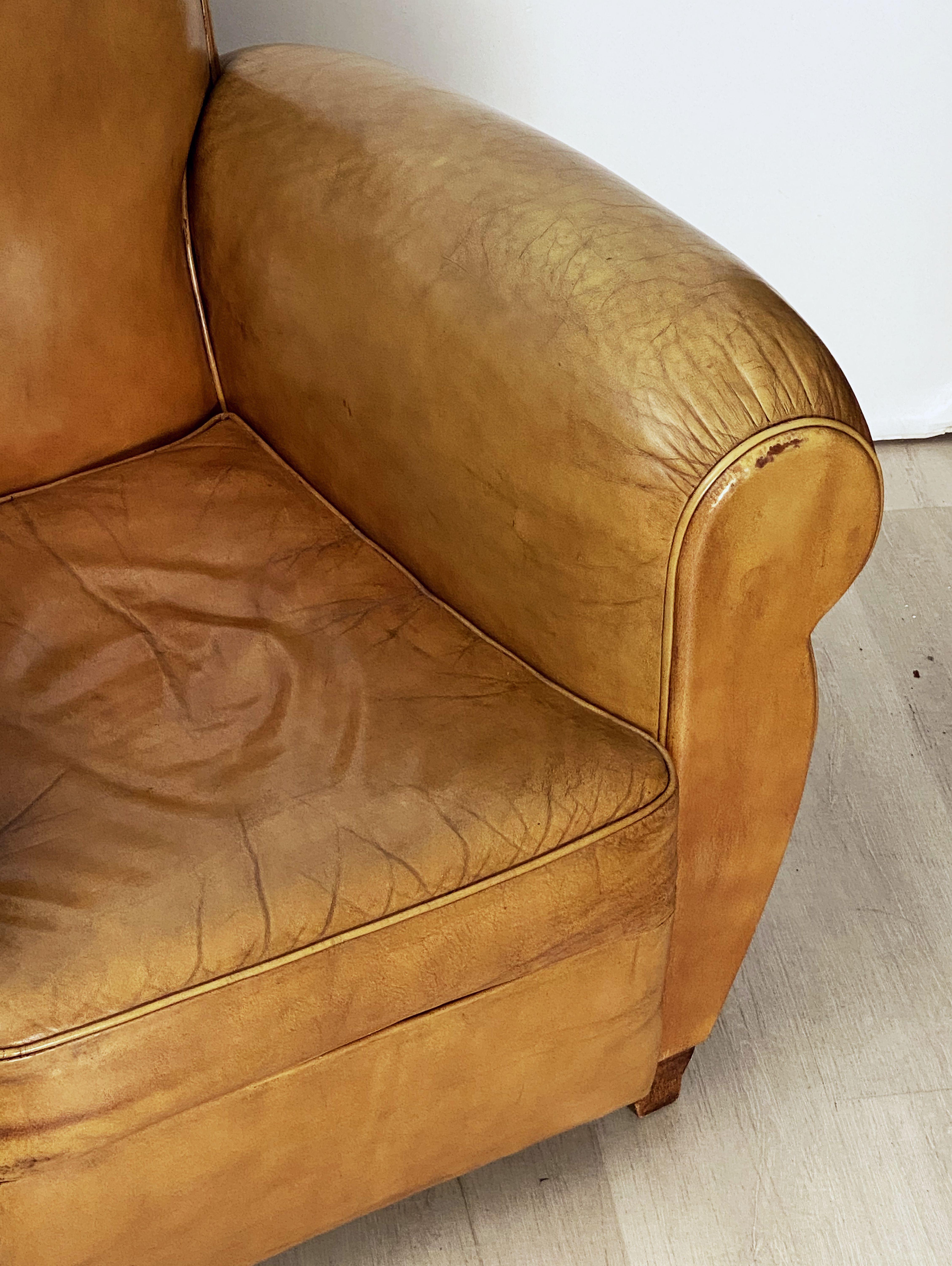 Art Deco Leather Club Chairs from France 'Priced as a Pair' 2