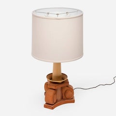 French Art Deco Leather covered Table Lamp