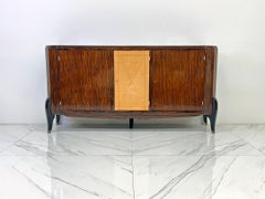 Buffet Art Déco français en cuir et ébène de Macassar attribué à Maurice Rinck