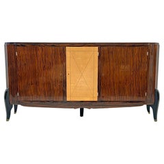 Buffet Art Déco français en cuir et ébène de Macassar attribué à Maurice Rinck