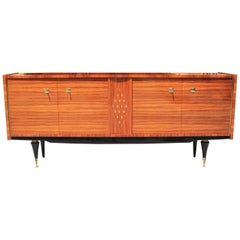 French Art Deco Light Macassar Sideboard with Diamond Mother-of-pearl Center