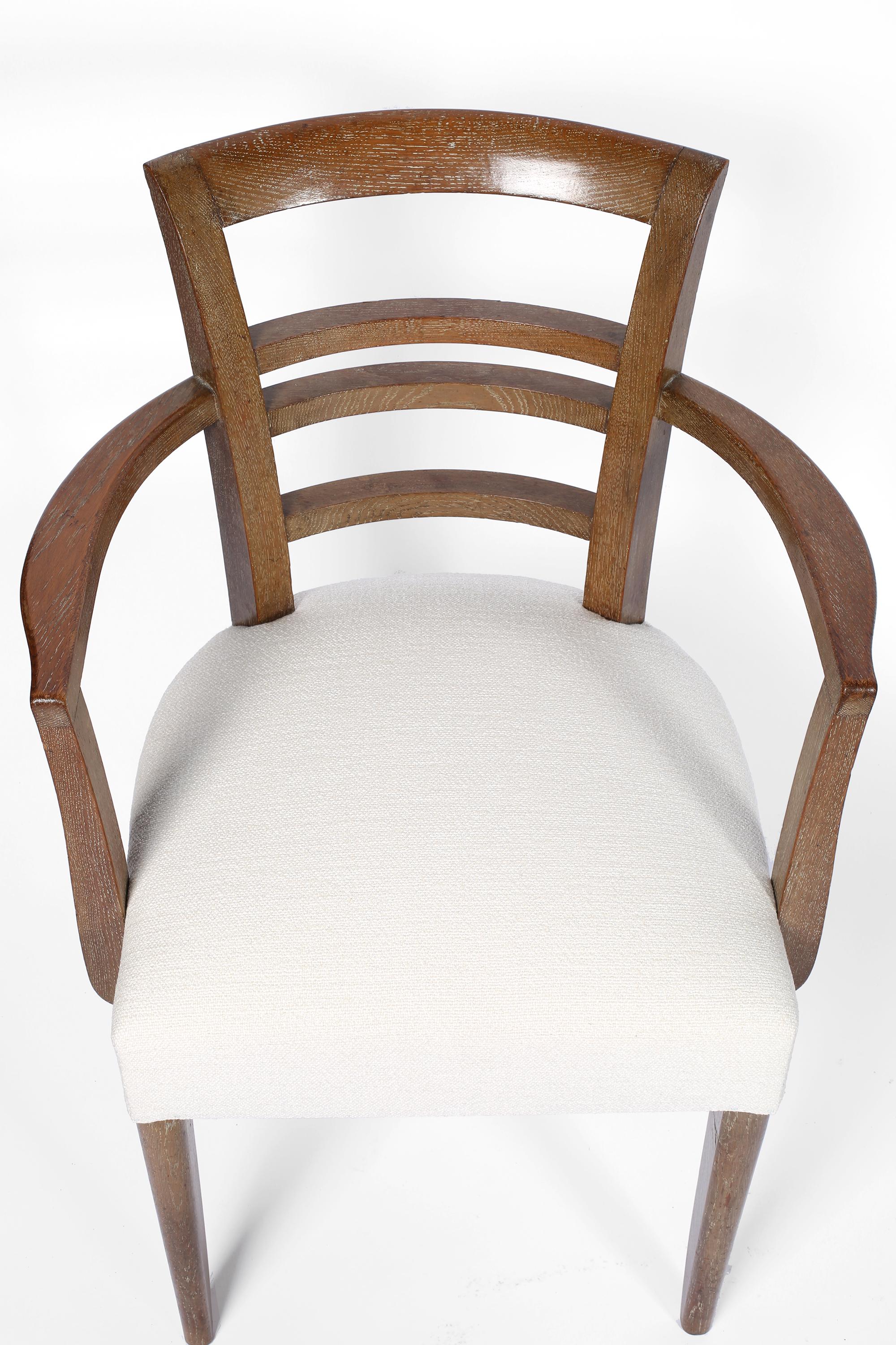 French Art Deco Limed Oak Occasional Chairs 1940s Cerused For Sale 4