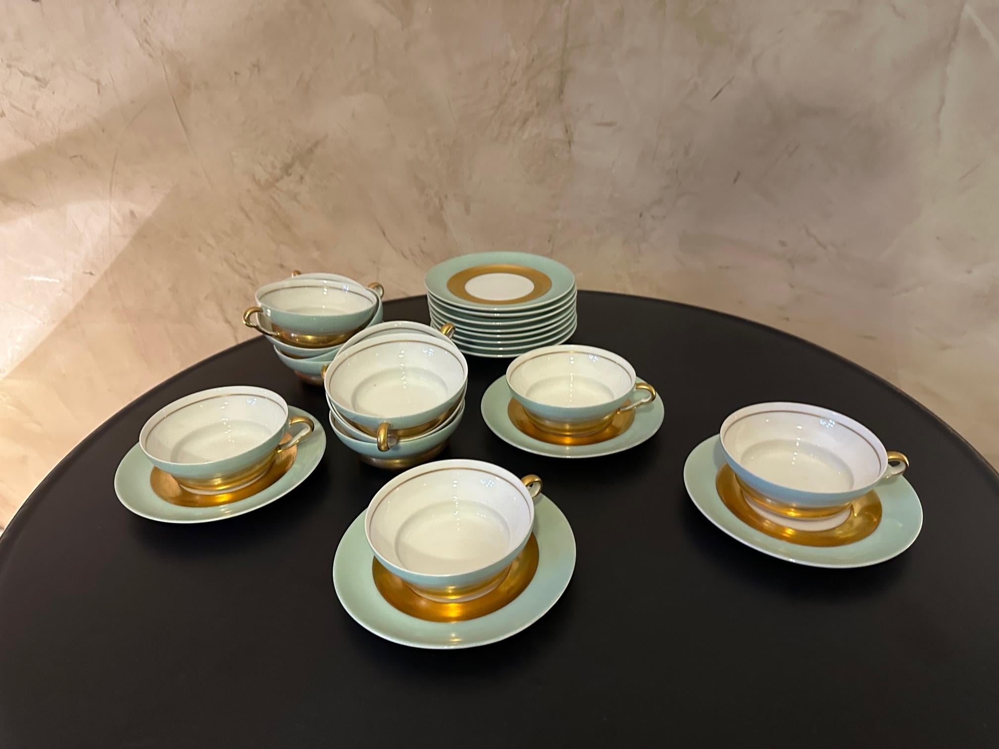 Mid-20th Century French Art Deco Limoges Porcelaine by Raynaud Tea and Coffee Service For Sale