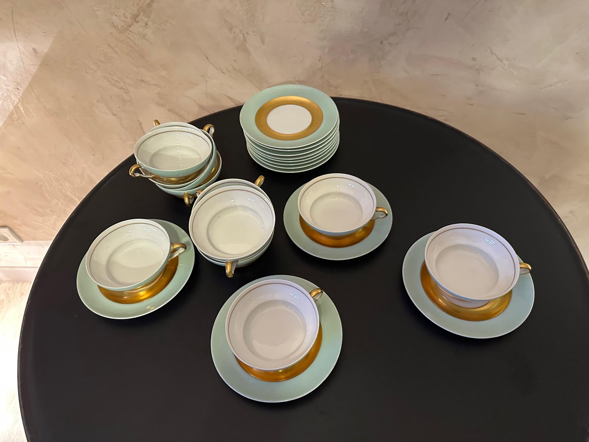 French Art Deco Limoges Porcelaine by Raynaud Tea and Coffee Service For Sale 1