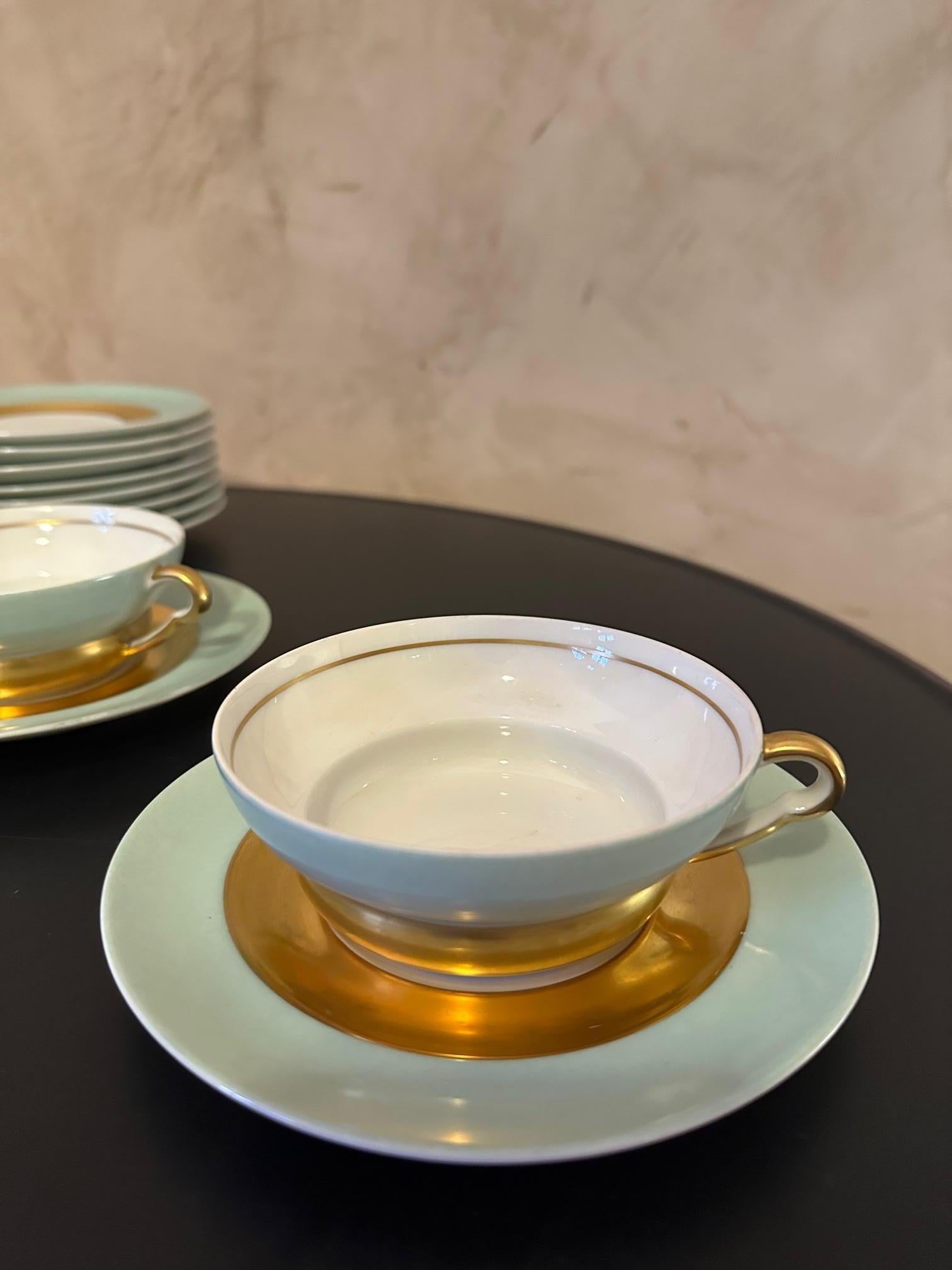 French Art Deco Limoges Porcelaine by Raynaud Tea and Coffee Service For Sale 1