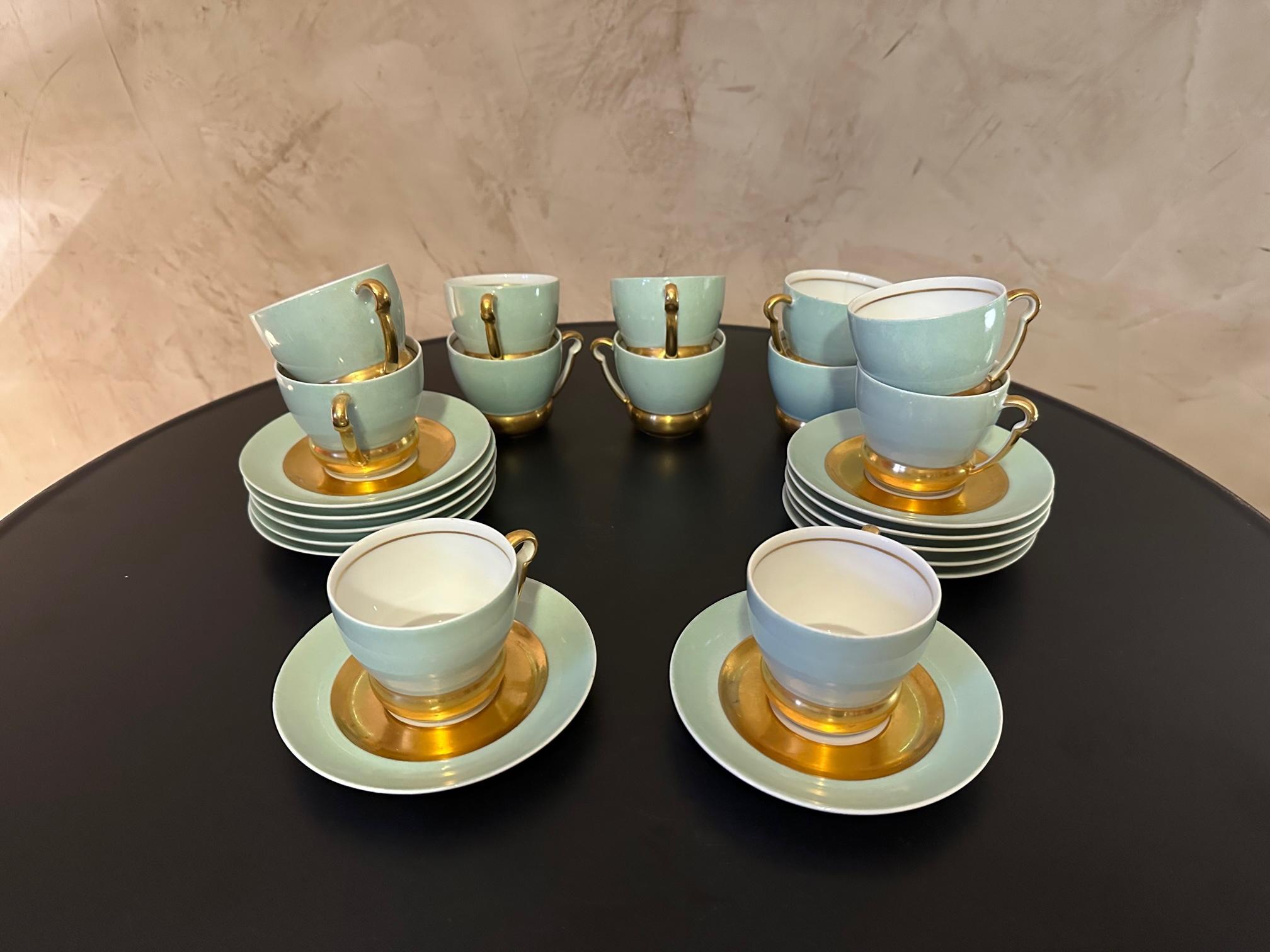 French Art Deco Limoges Porcelaine by Raynaud Tea and Coffee Service For Sale 2