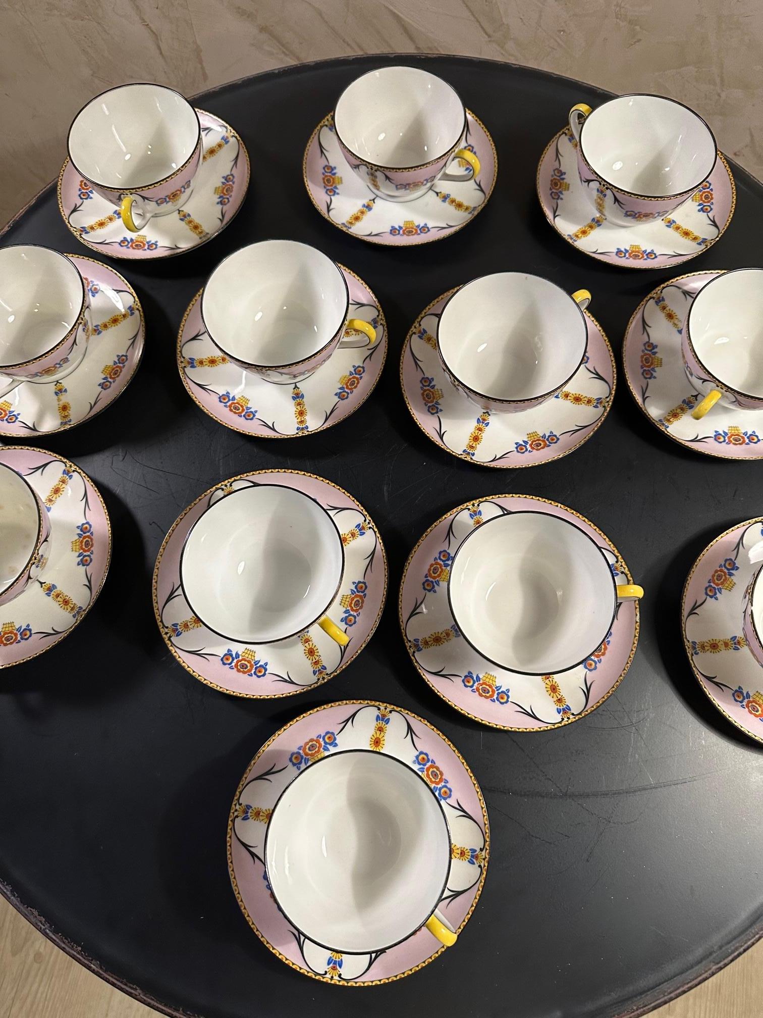 French Art deco Limoges Porcelaine Coffee Service, 1925s In Good Condition For Sale In LEGNY, FR
