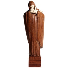 Sculpture de la Madonna & Child de l'artiste française Lucienne Heuvelmans, inscrite sur la liste de l'Art Déco