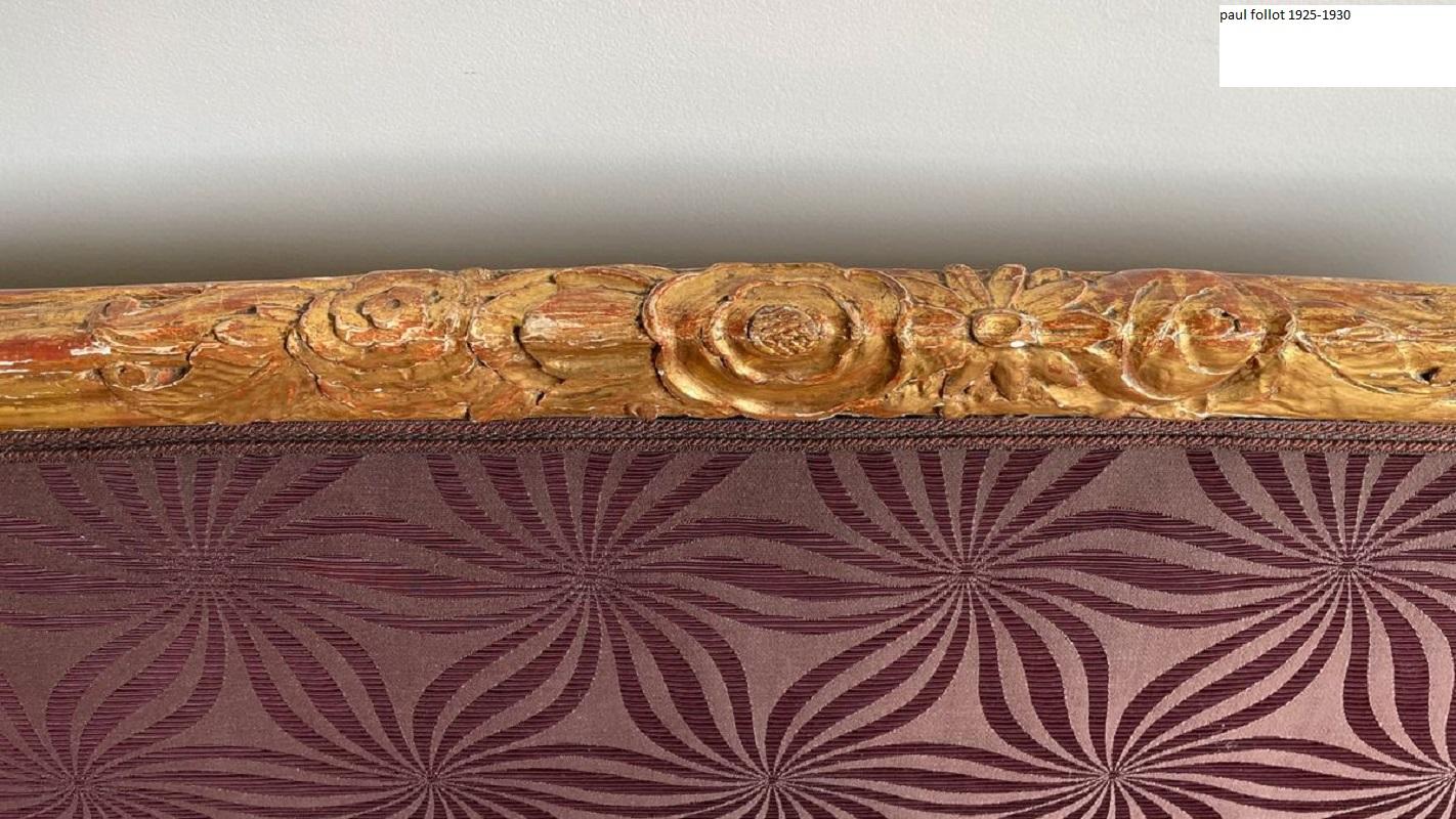 French Art Déco Living Room Set Carved Wood Gilded by Paul Follot, 1920s In Good Condition For Sale In Salzburg, AT