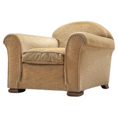 French Art Deco Lounge Chair in Beige Upholstery