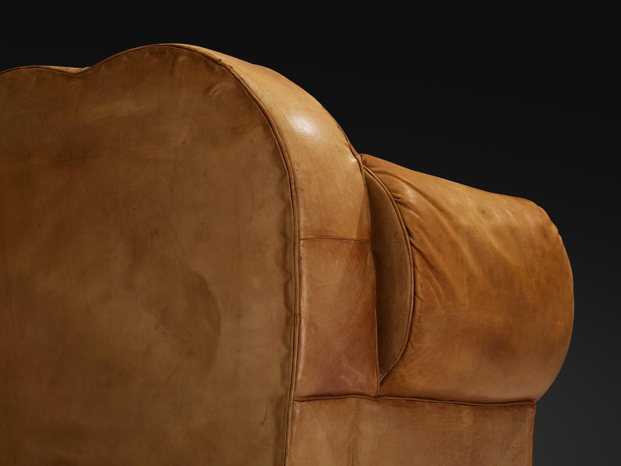 French Art Deco Lounge Chair in Cognac Leather For Sale 1