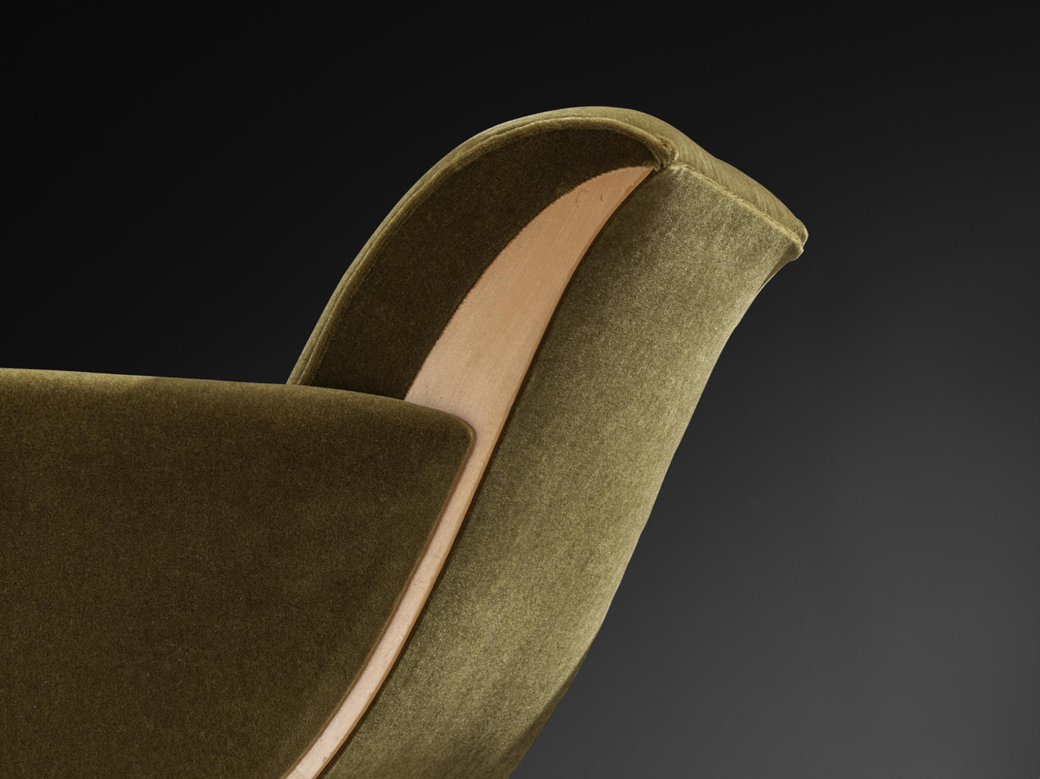 French Art Deco Lounge Chair in Green Upholstery In Good Condition In Waalwijk, NL
