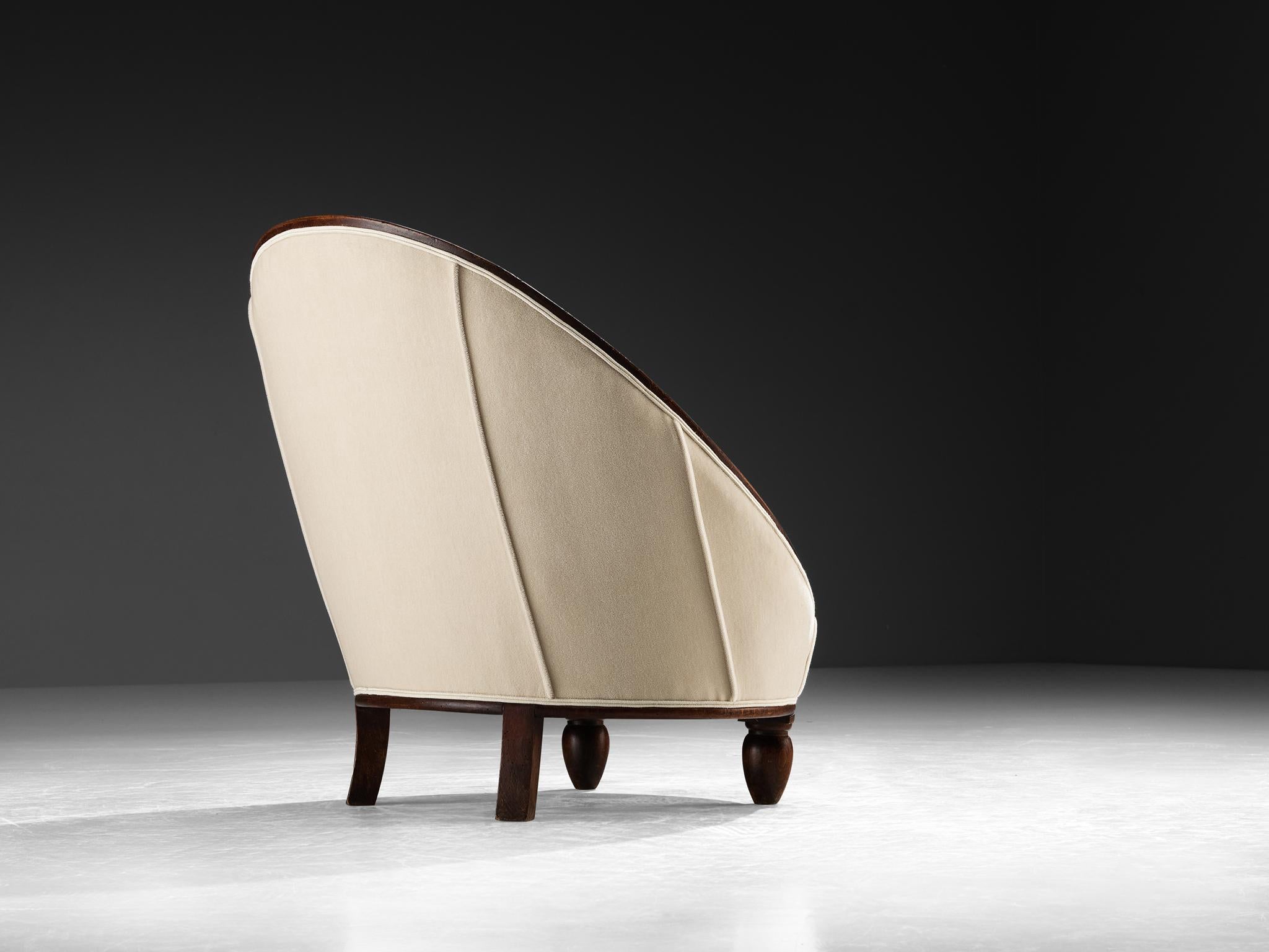 Chaise longue Art déco française en tissu Off-White et Wood en vente 4